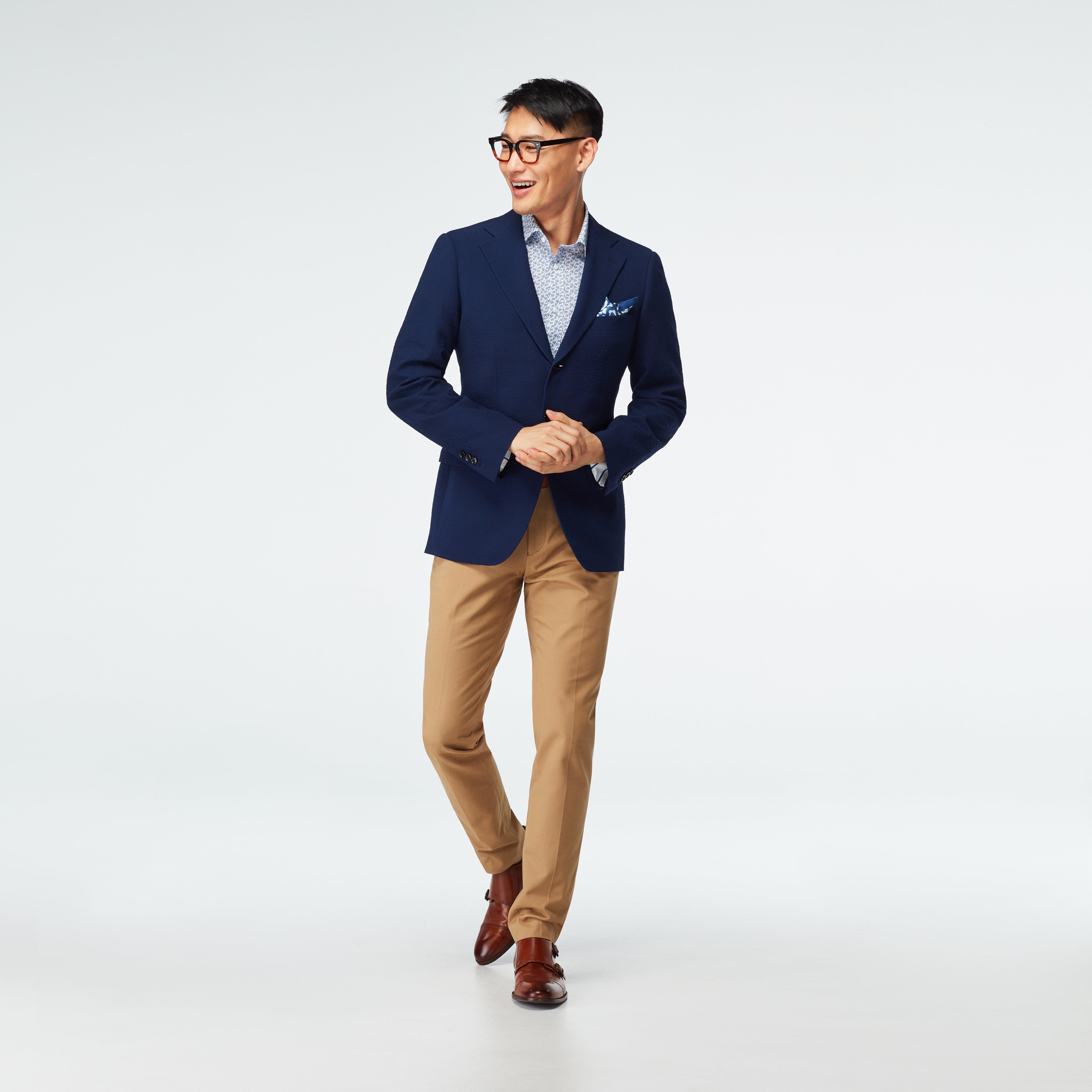 Stapleford Seersucker Navy Blazer