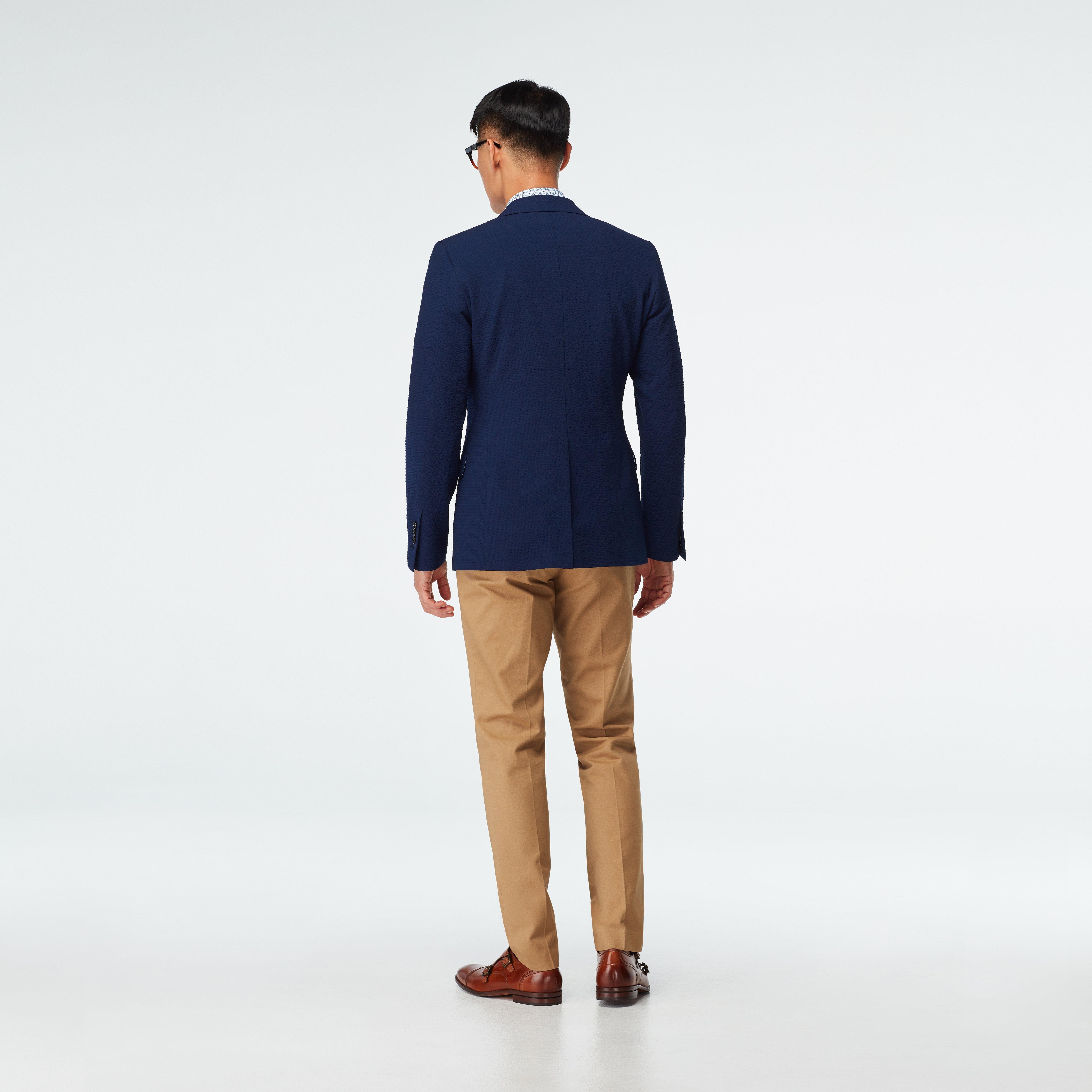 Stapleford Seersucker Navy Blazer