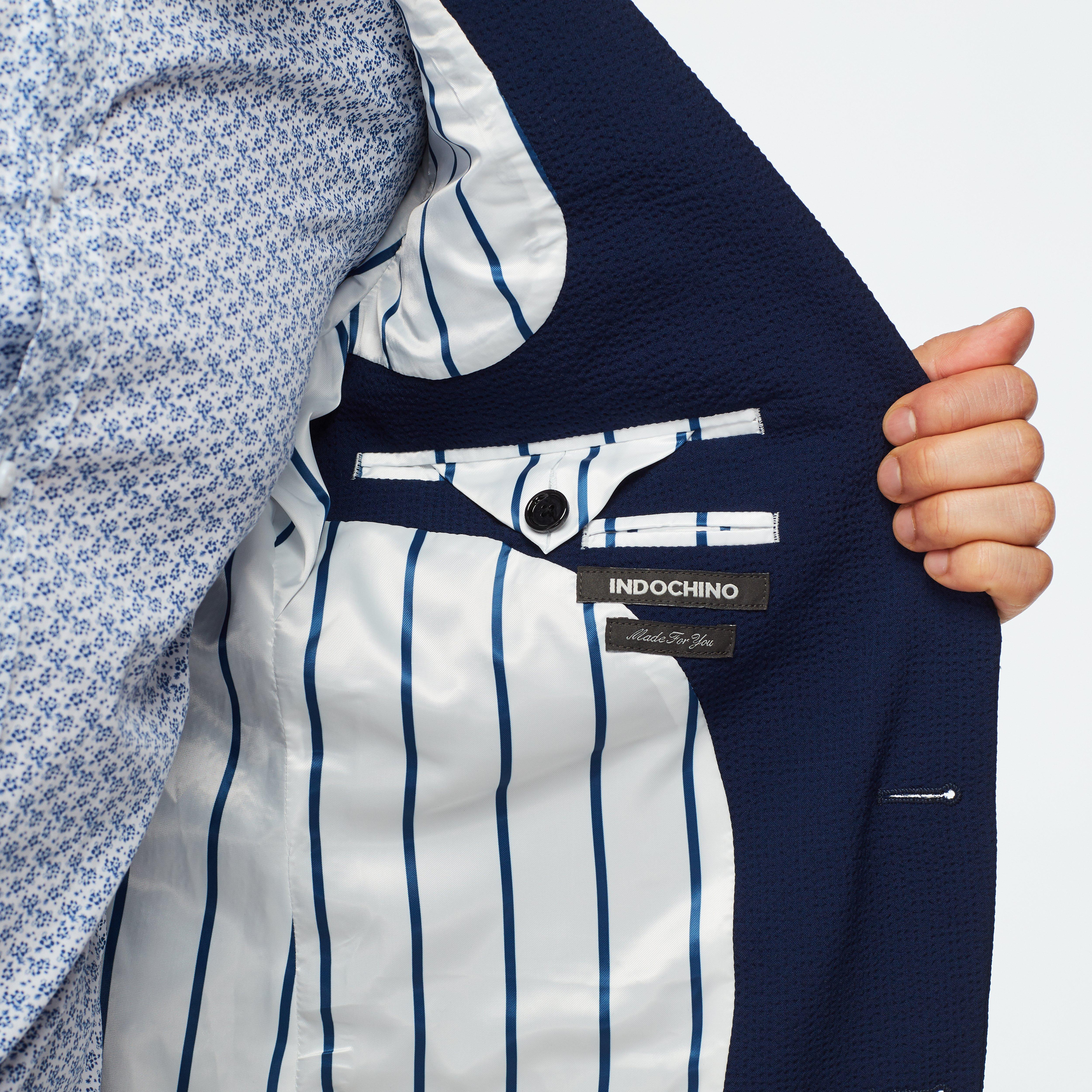 Stapleford Seersucker Navy Blazer