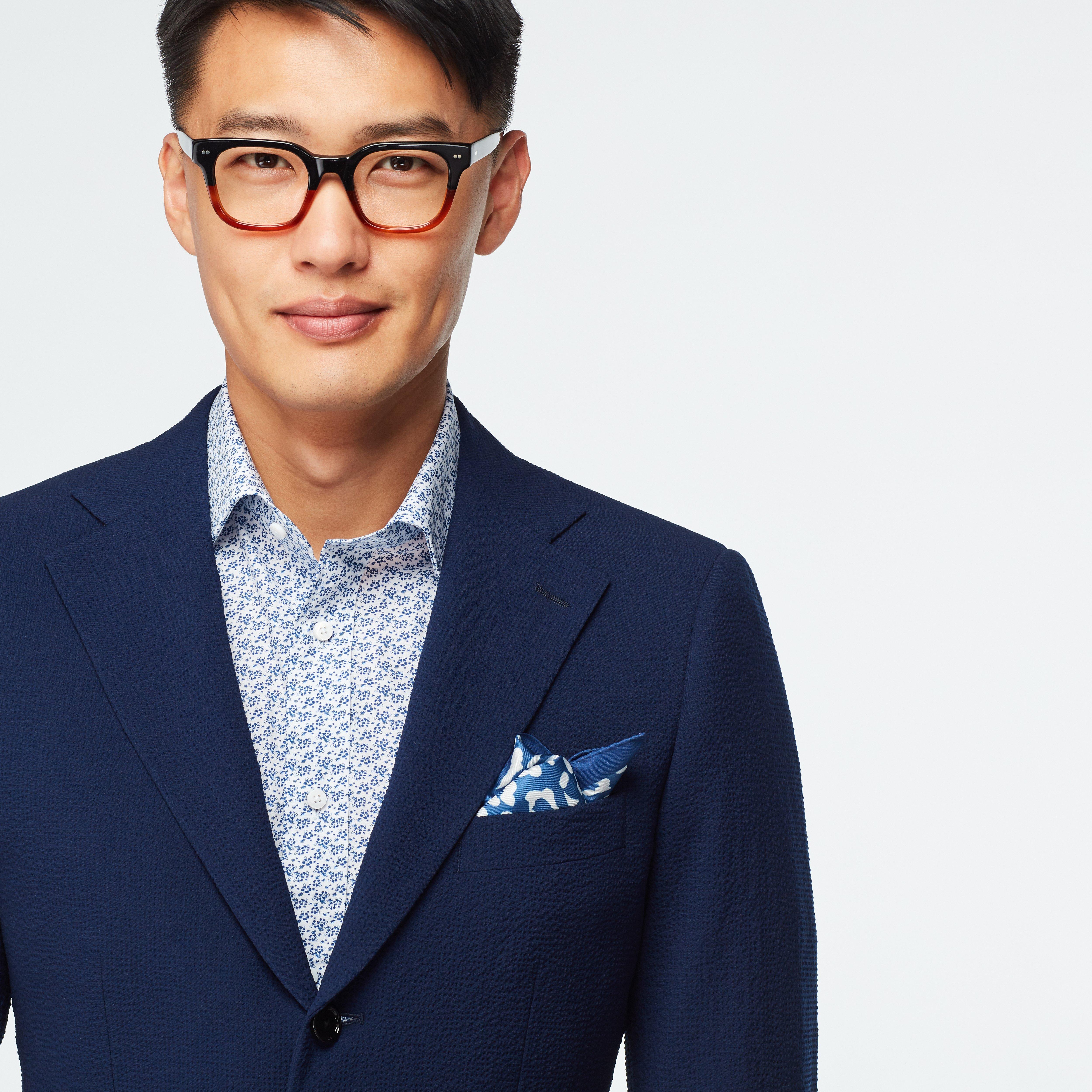 Stapleford Seersucker Navy Blazer