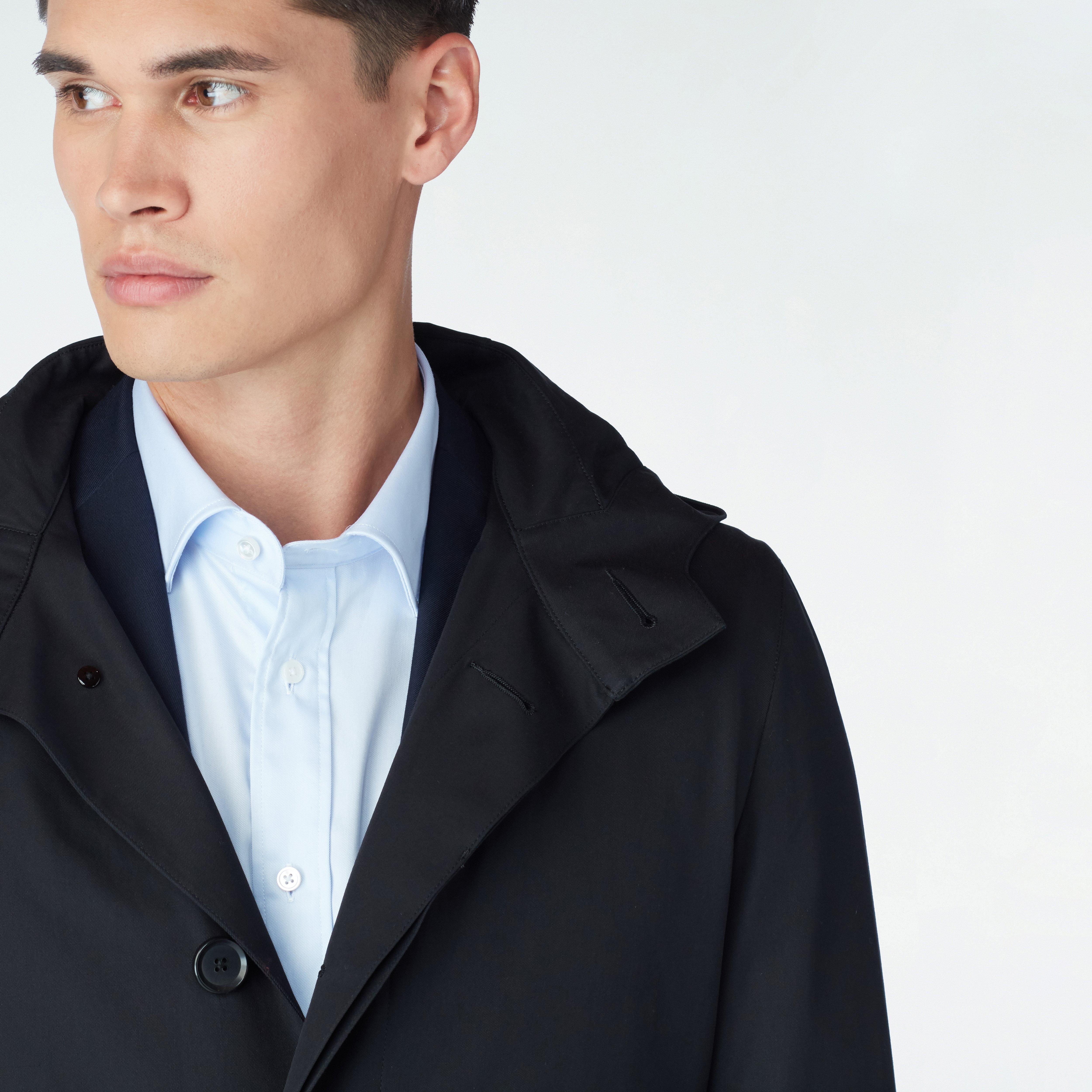 Highcliffe Black Hooded Mac Coat