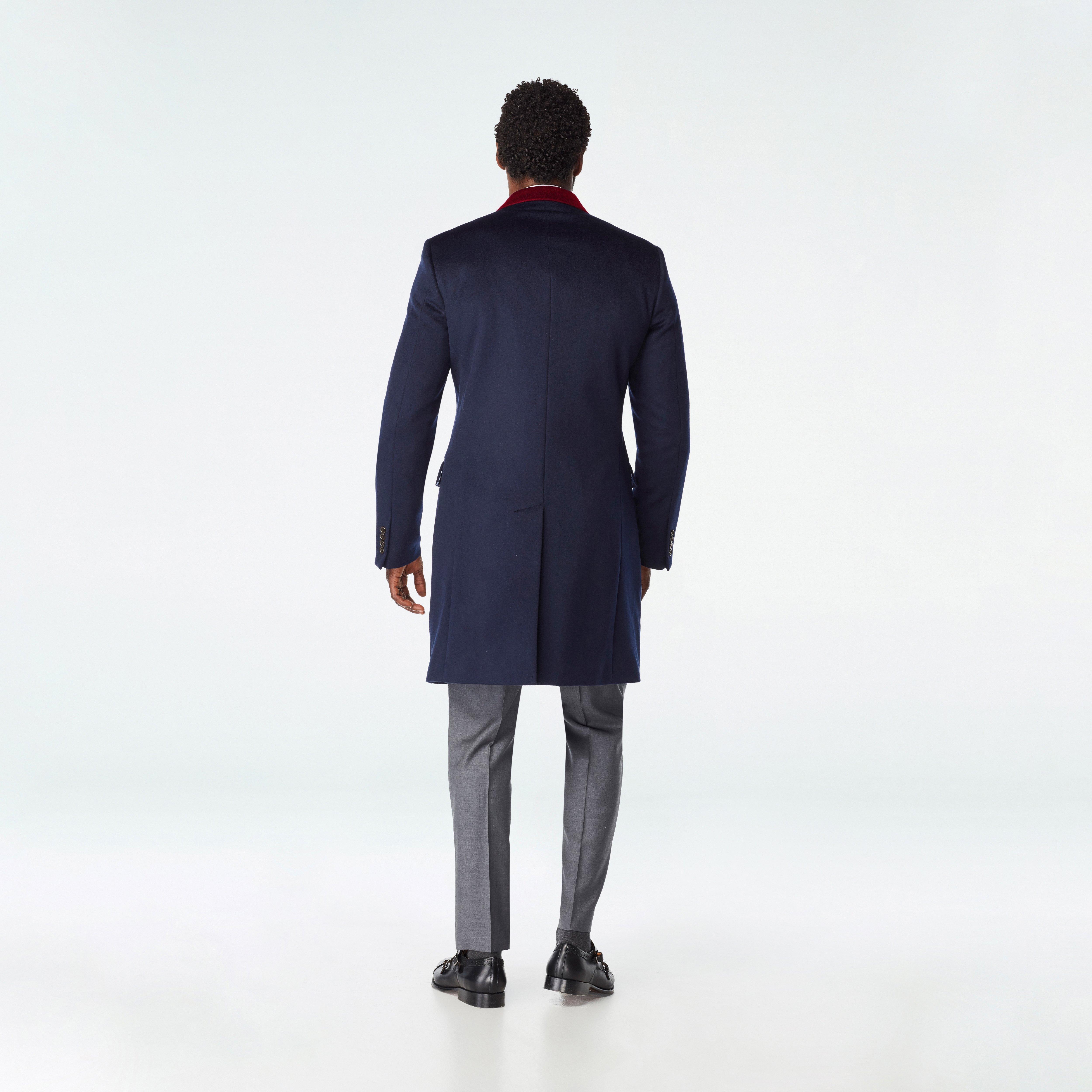 Huntley Navy Quilted Chesterfield Overcoat