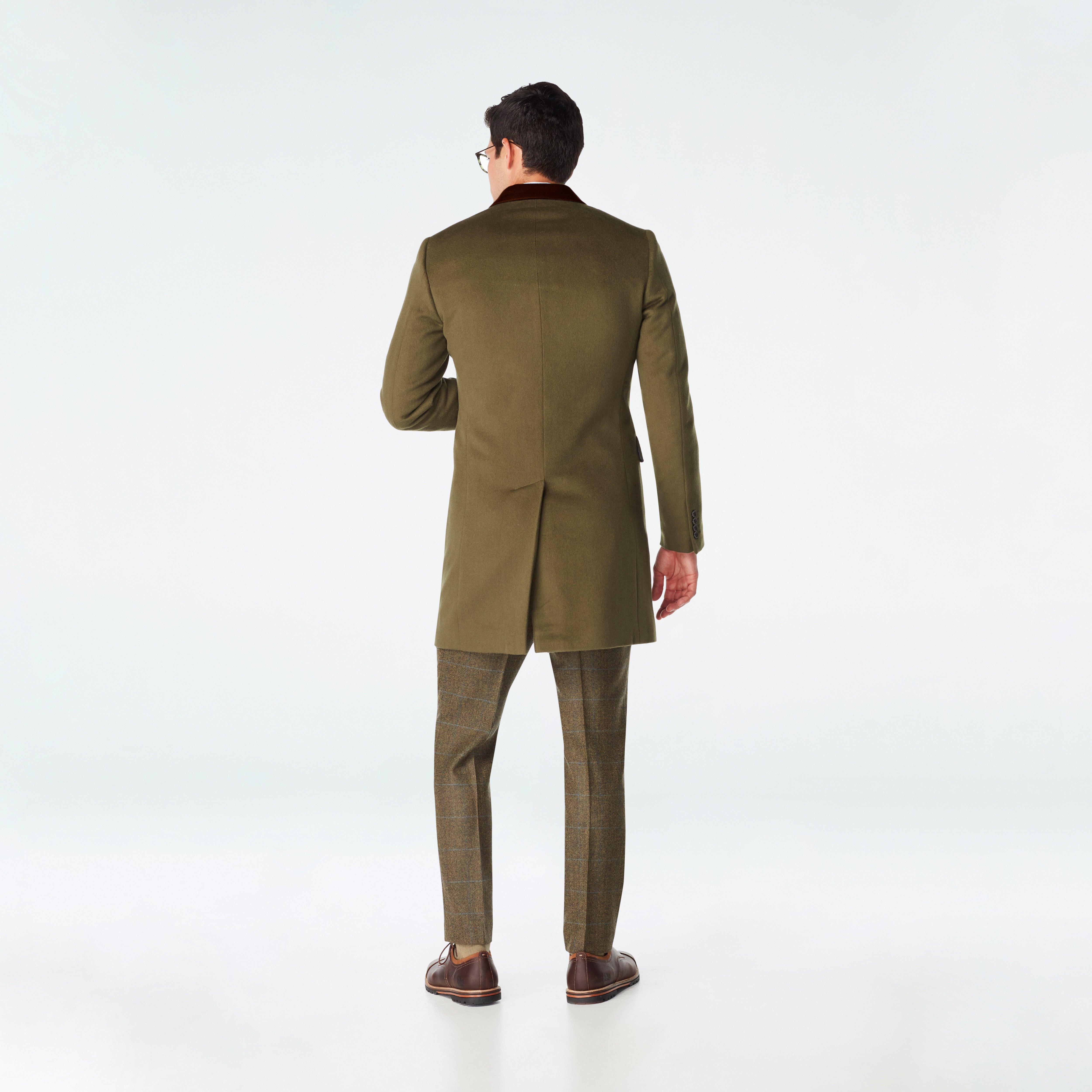 Huntley Olive Quilted Chesterfield Overcoat