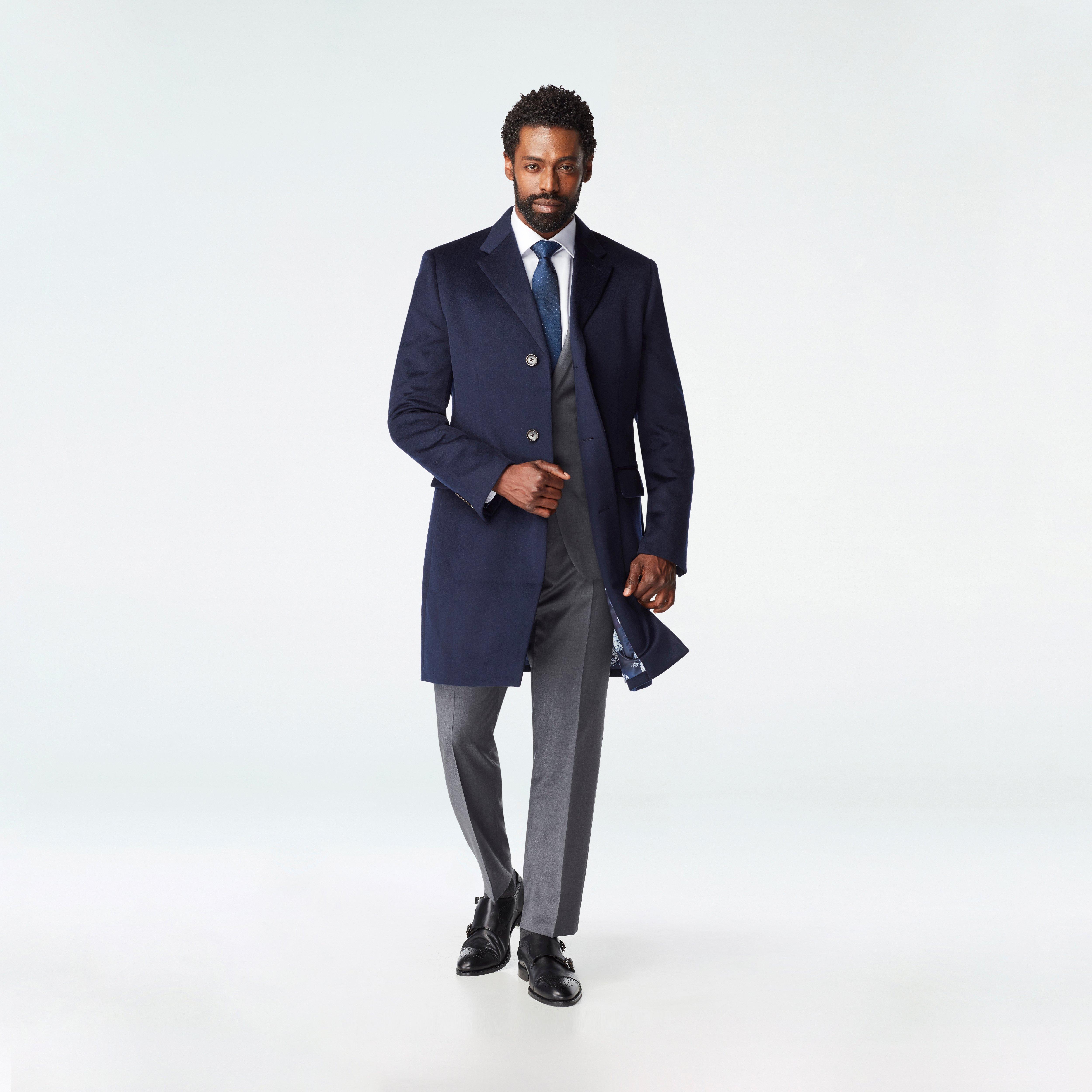 Heartford Navy Quilted Overcoat