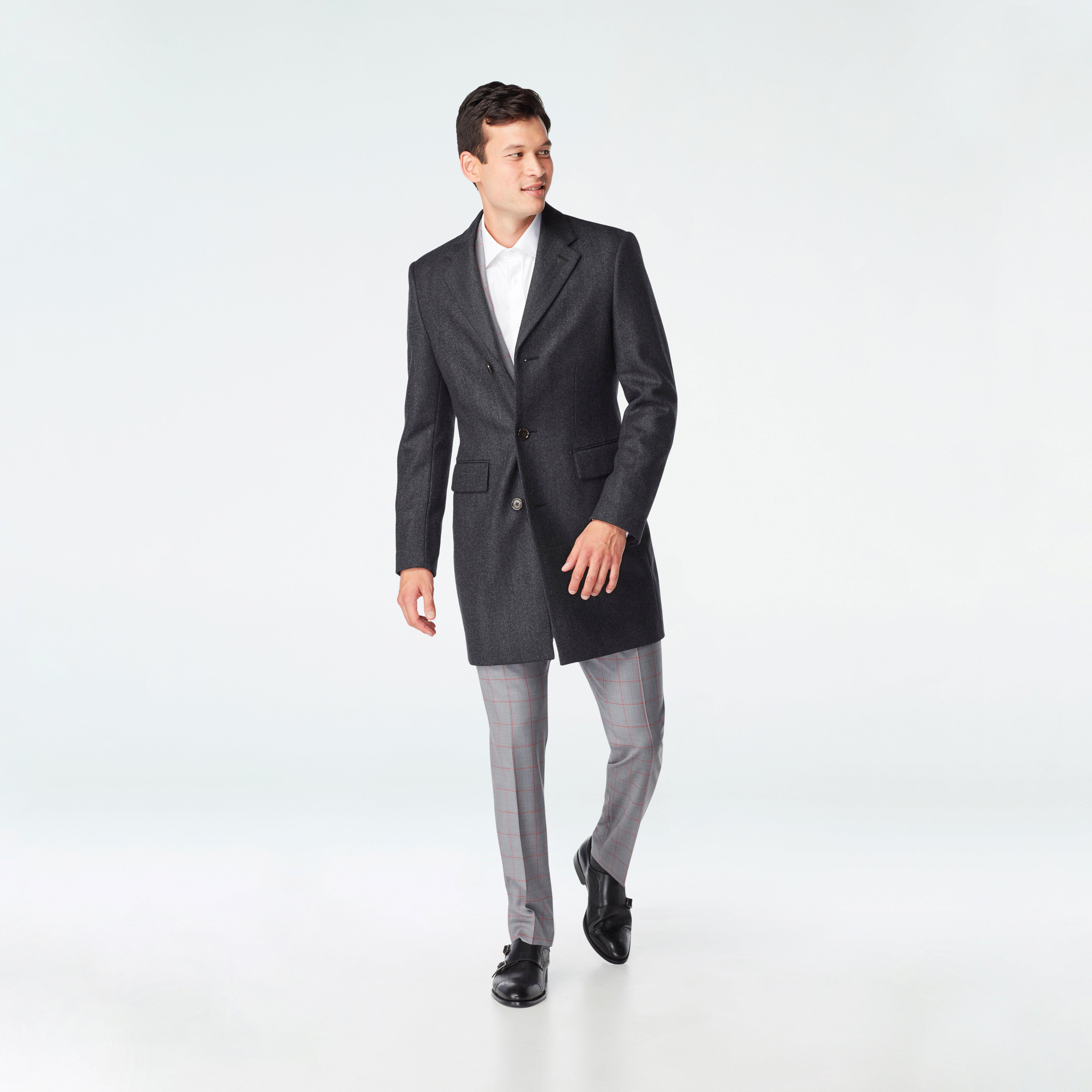 Heartford Herringbone Gray Quilted Overcoat