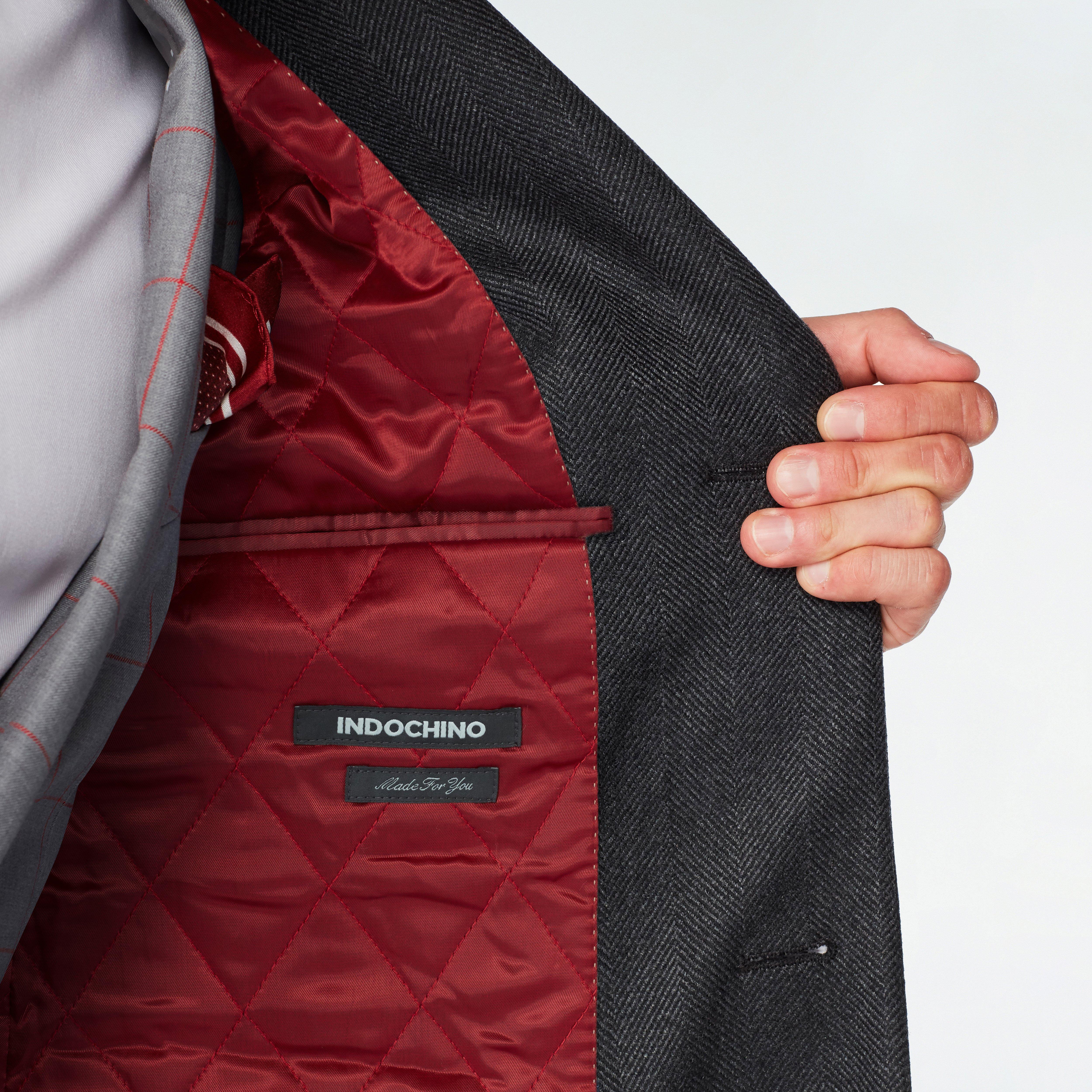 Heartford Herringbone Gray Quilted Overcoat