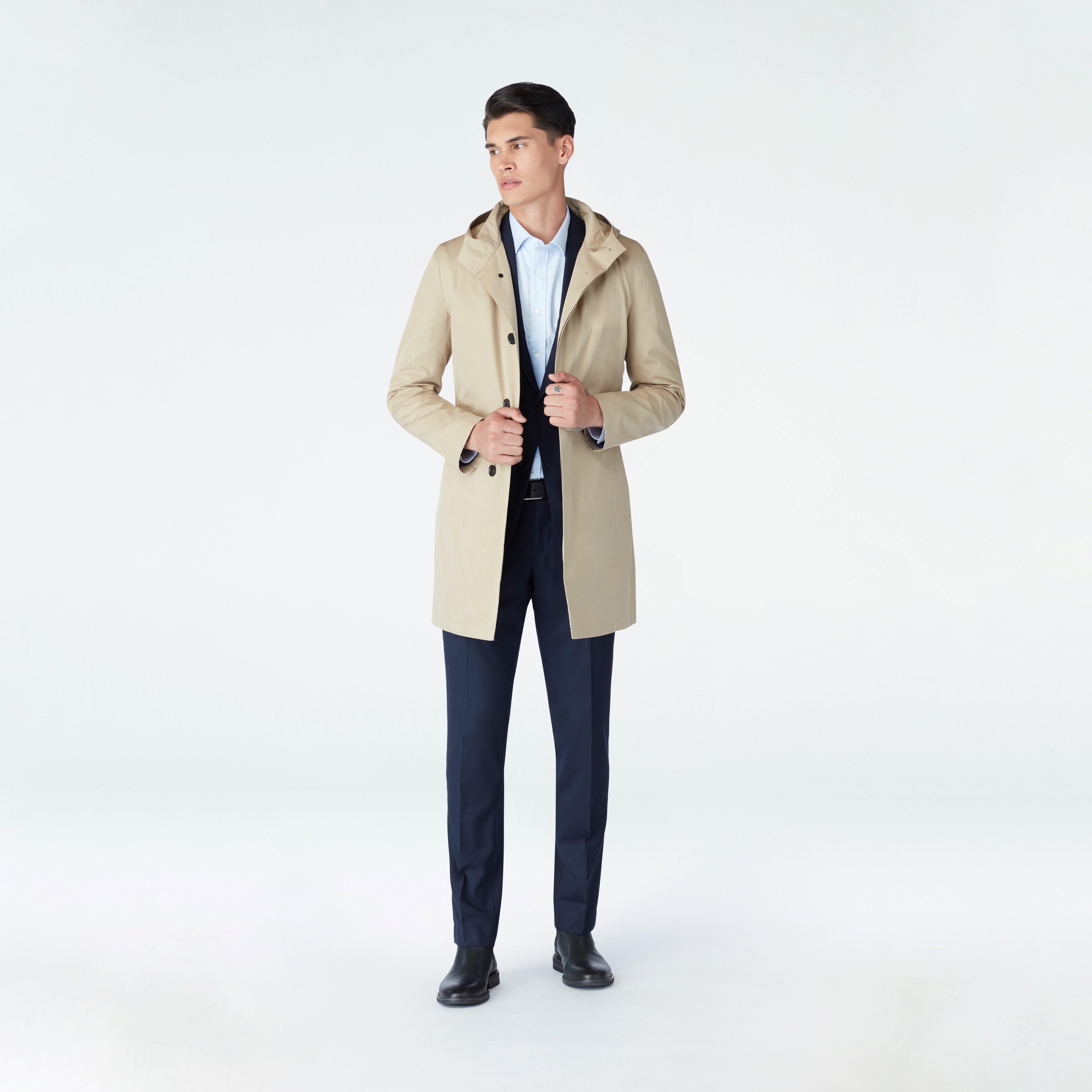 Highcliffe Khaki Hooded Mac Coat with Detachable Lining