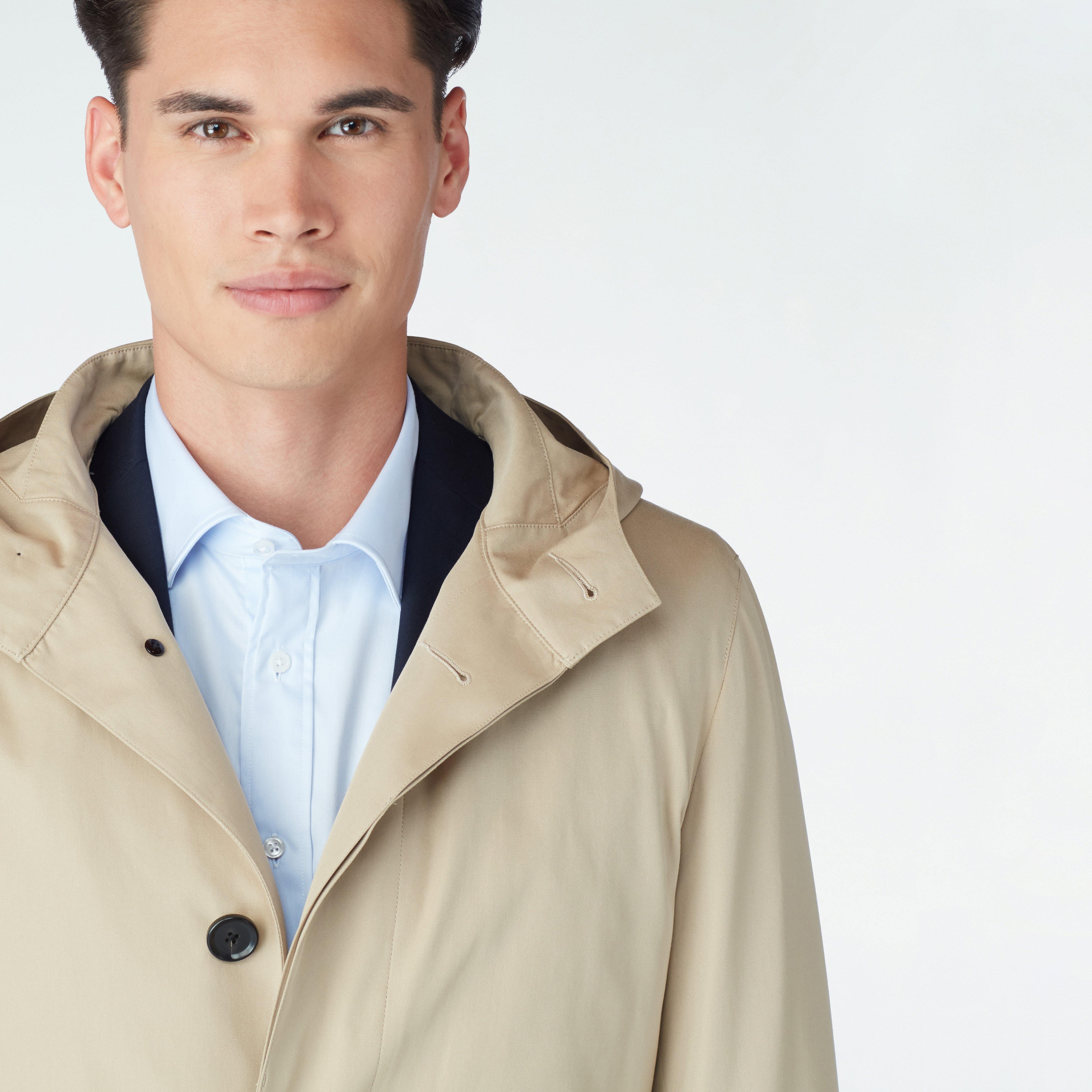 Highcliffe Khaki Hooded Mac Coat with Detachable Lining