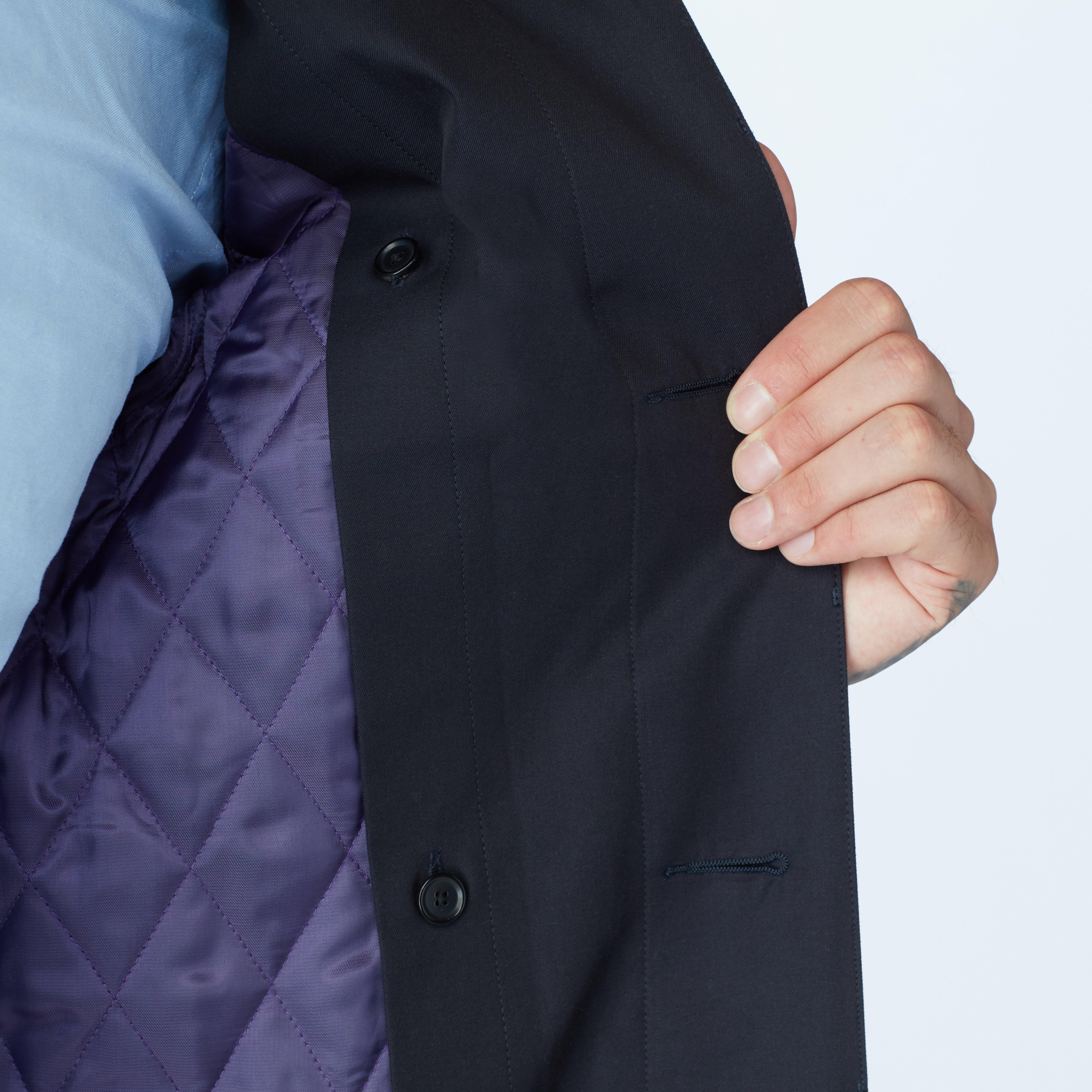 Highcliffe Navy Hooded Mac Coat with Detachable Lining