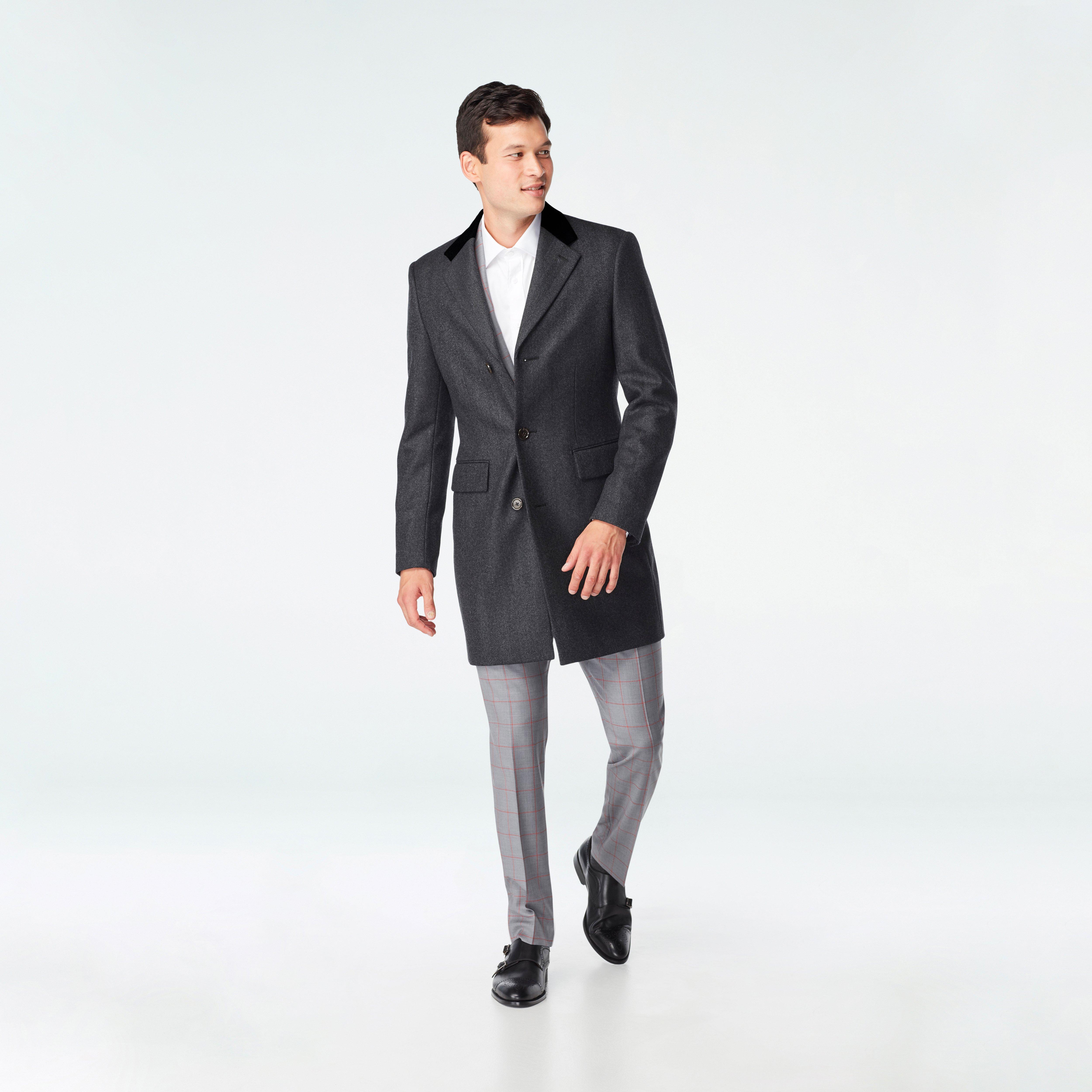 Huntley Herringbone Gray Chesterfield Overcoat