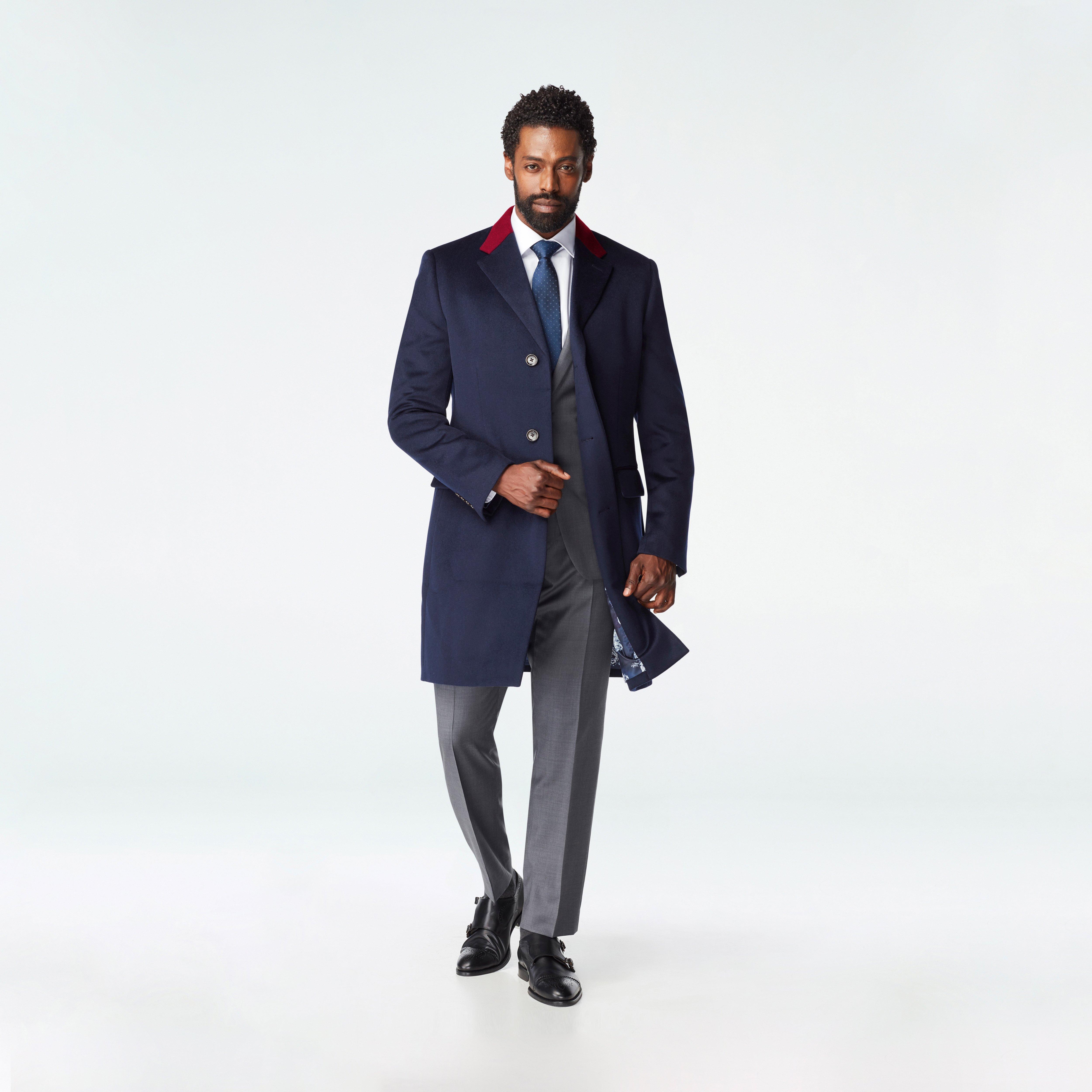 Huntley Navy Chesterfield Overcoat