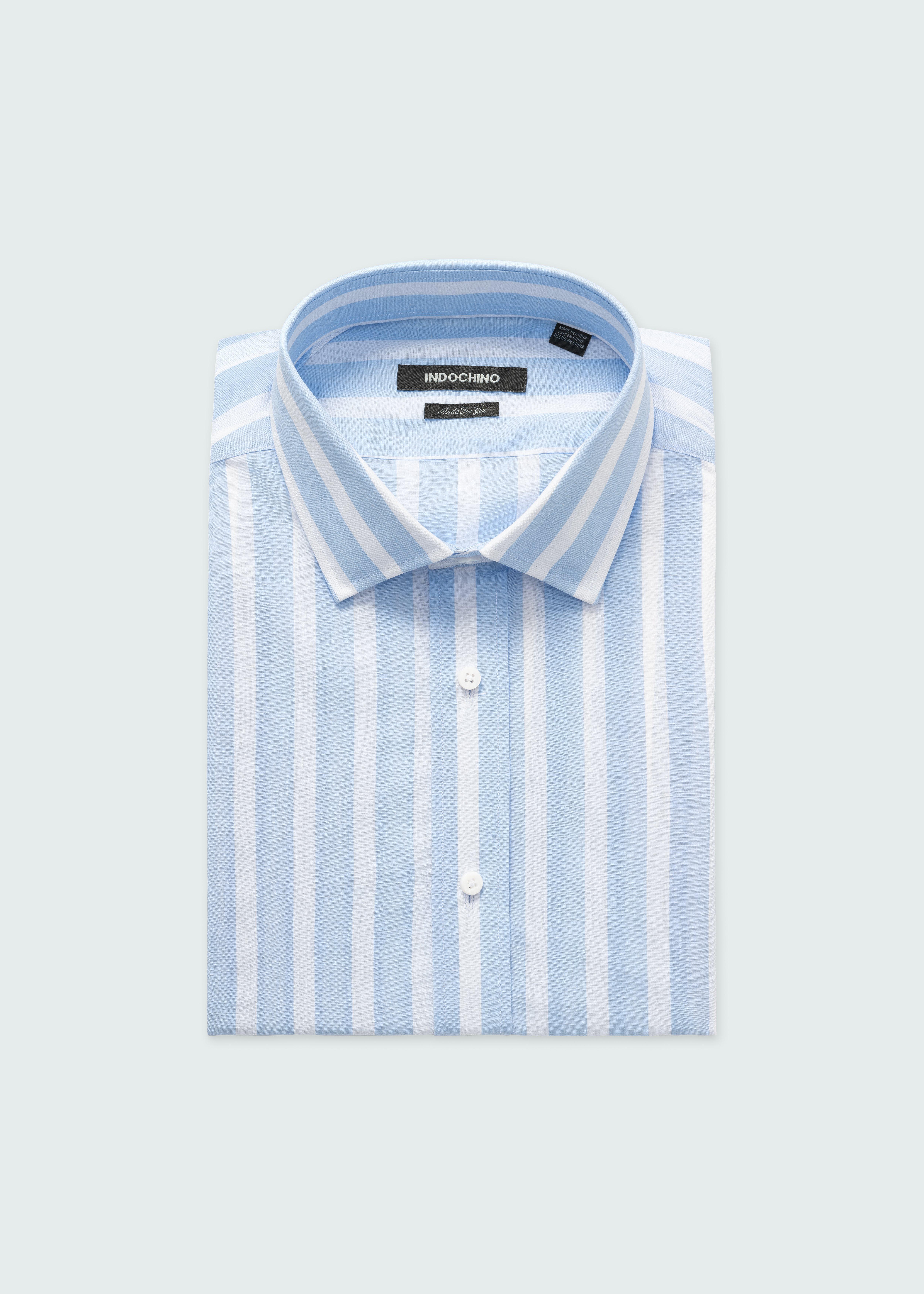 Stroud Wide Stripe Light Blue White Shirt 2 Stroud Wide Stripe Light Blue White Shirt