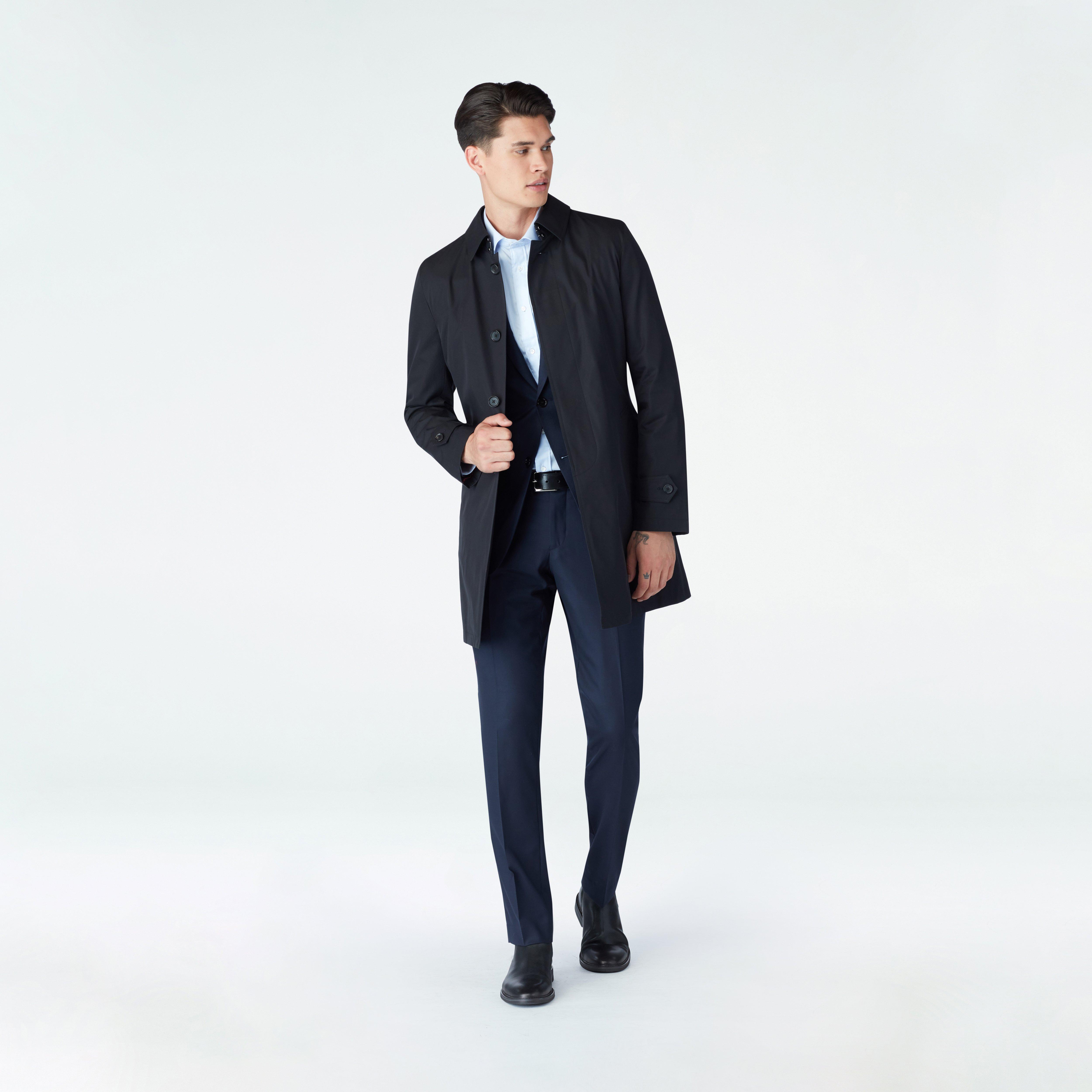 Highcliffe Black Mac Coat with Detachable Lining
