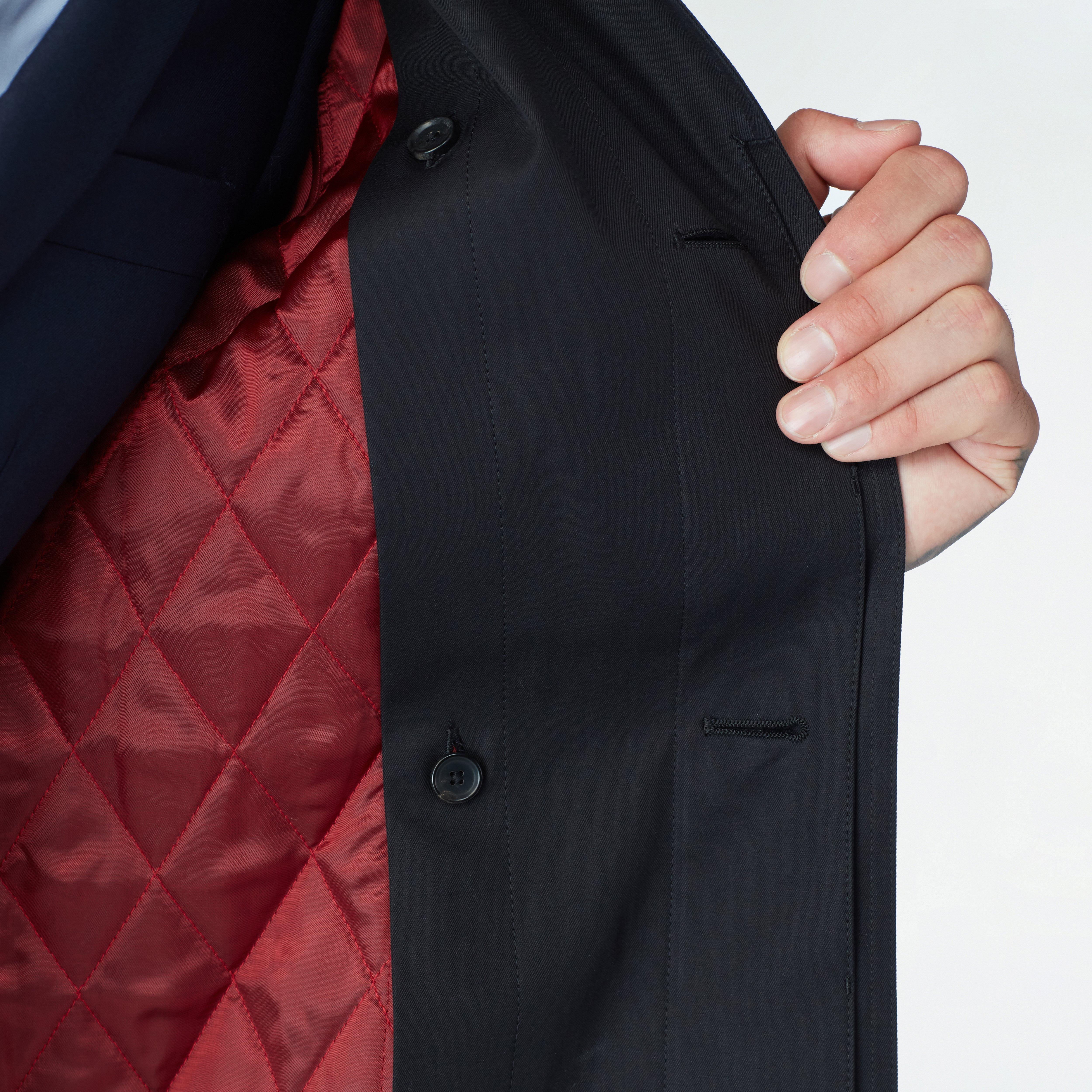 Highcliffe Black Mac Coat with Detachable Lining
