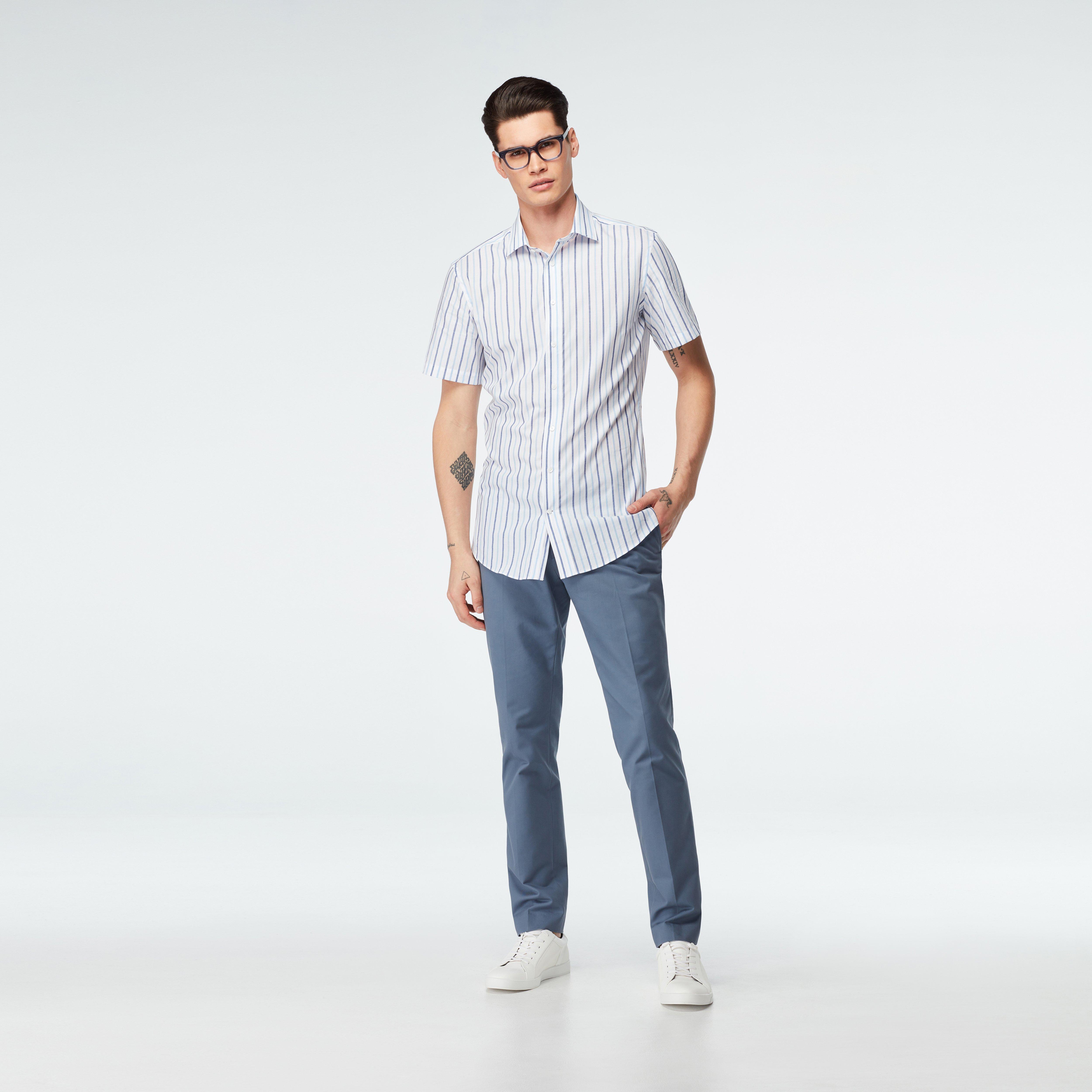 Stroud Stripe Navy Light Blue Casual Shirt 1 Stroud Stripe Navy Light Blue Casual Shirt