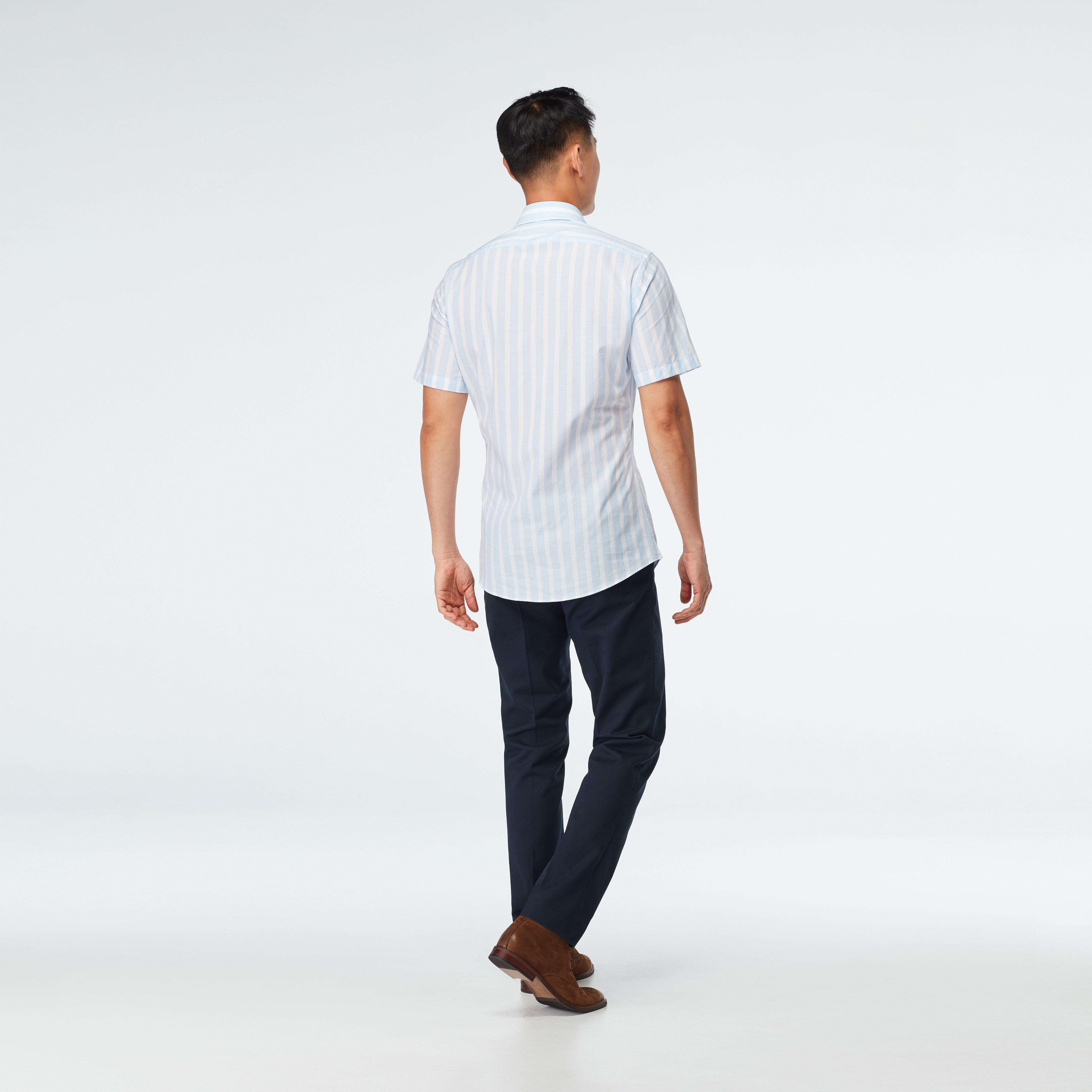 Stroud Wide Stripe Light Blue White Casual Shirt
