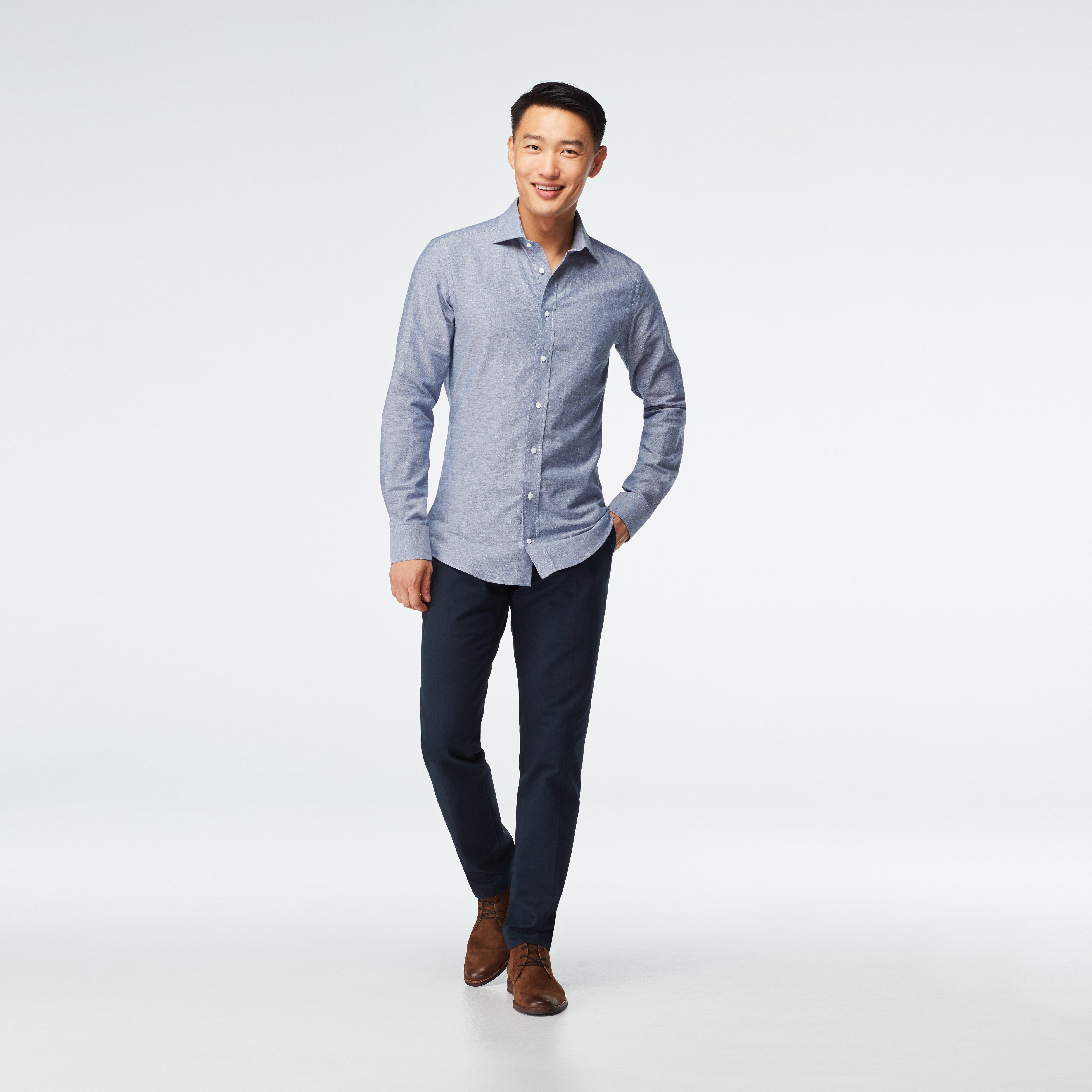 Sudbury Cotton Linen Navy Casual Shirt