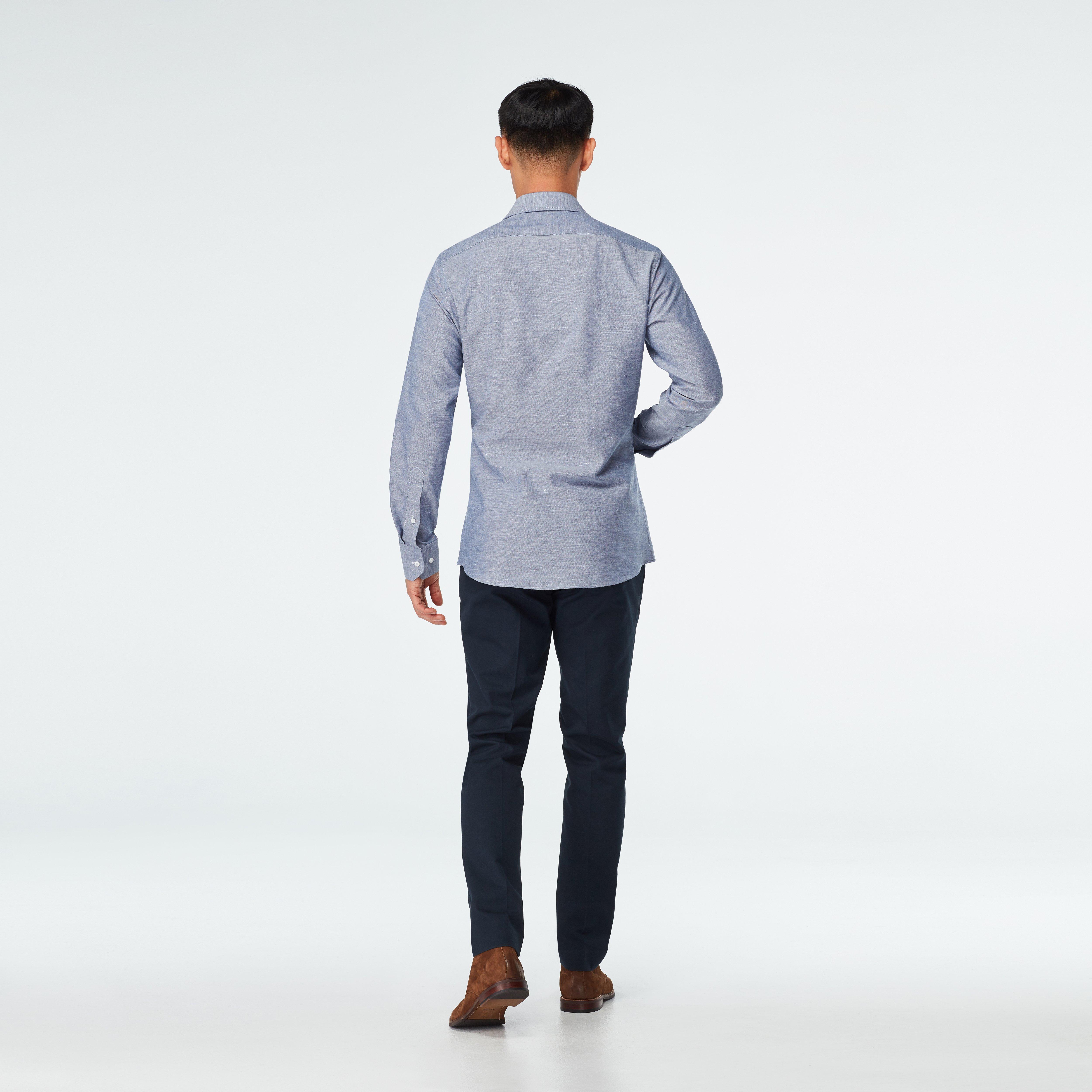 Sudbury Cotton Linen Navy Casual Shirt