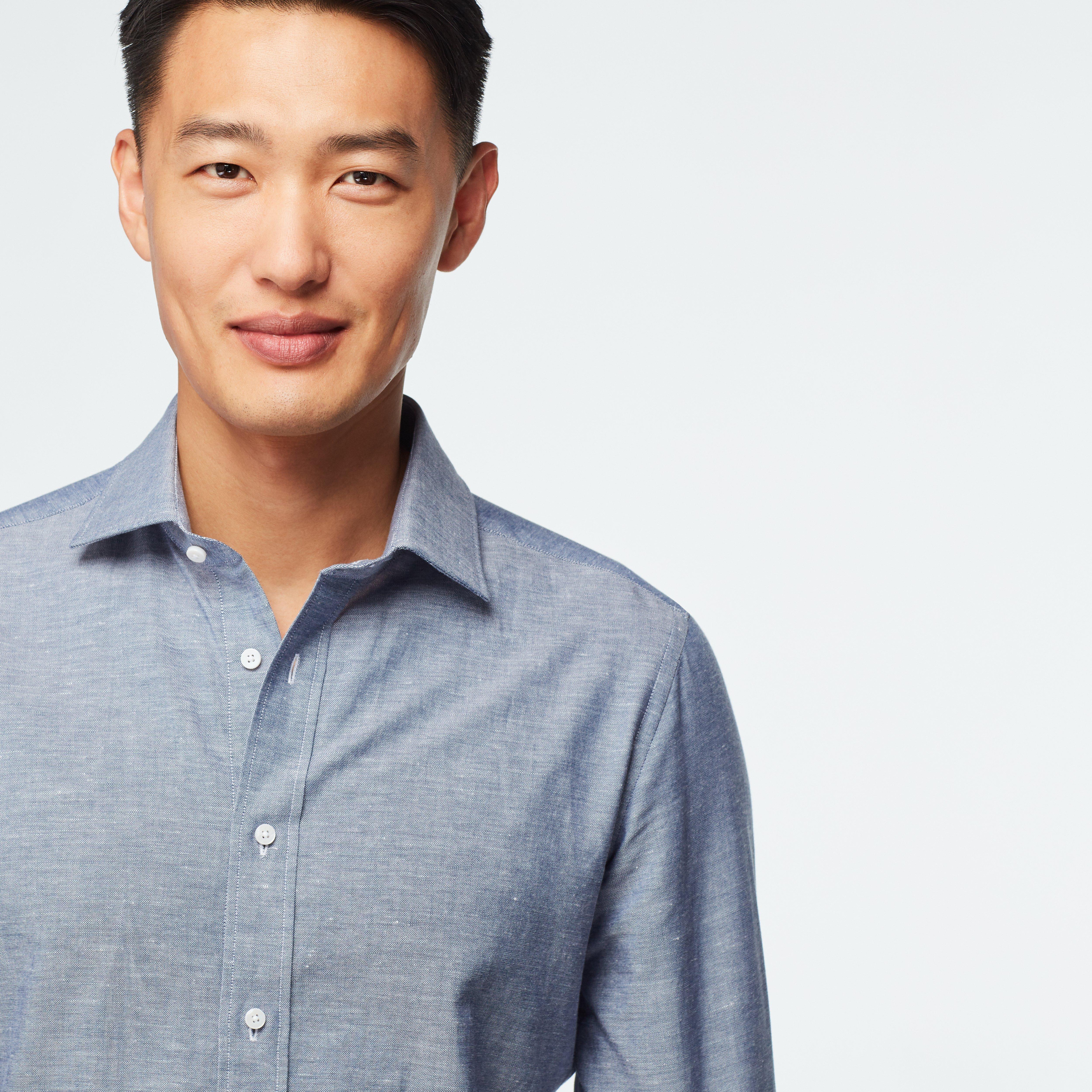 Sudbury Cotton Linen Navy Casual Shirt