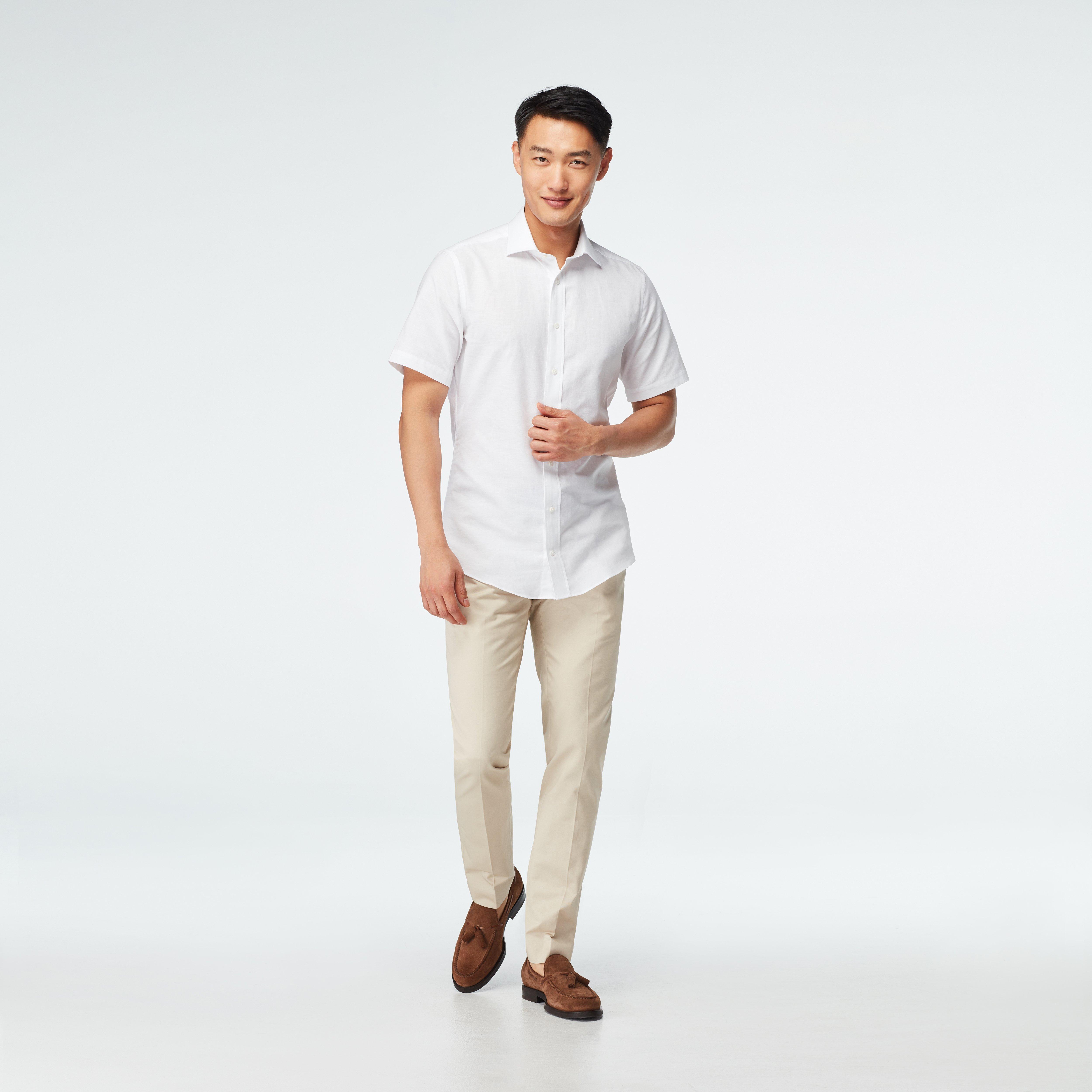 Sudbury Cotton Linen White Casual Shirt