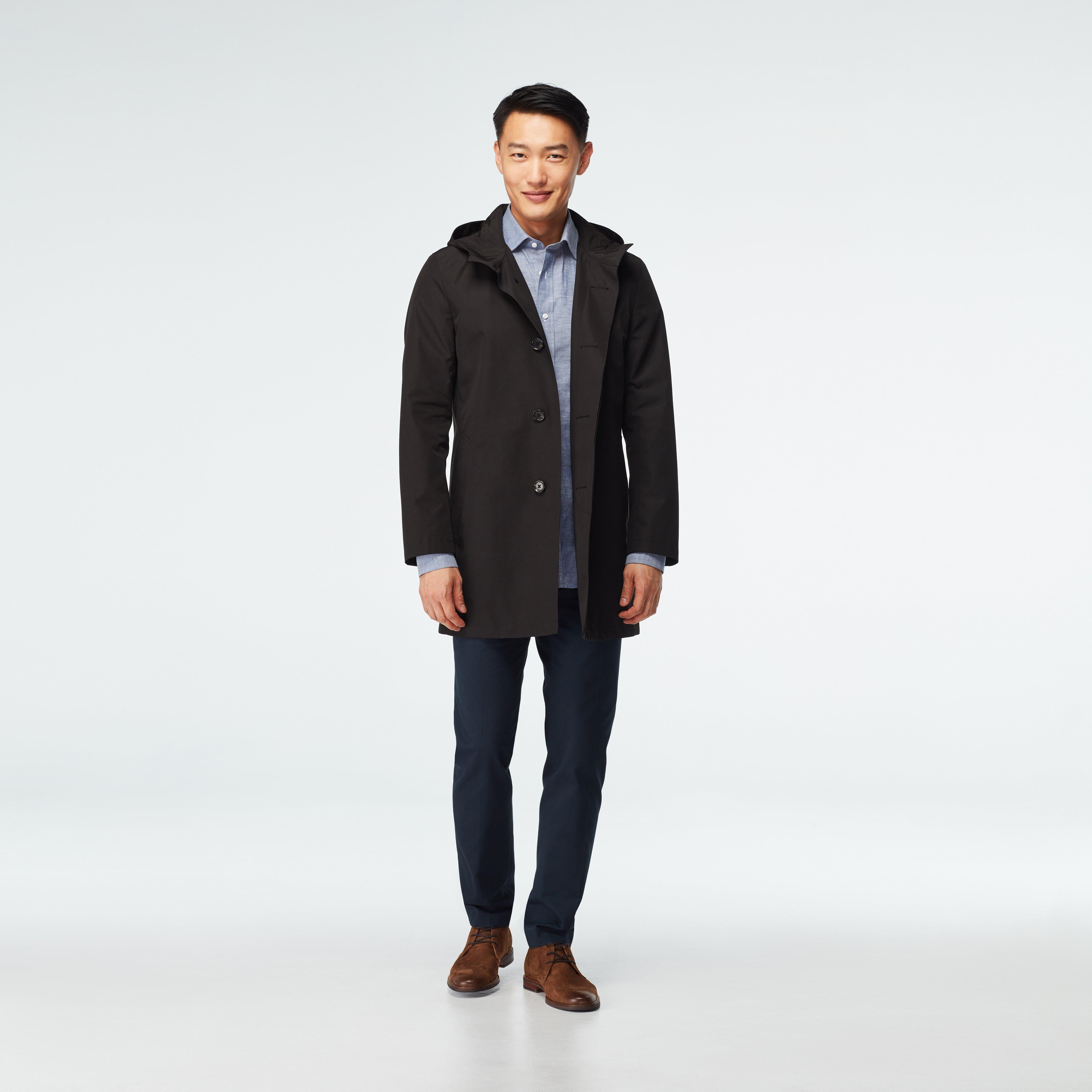 Hadlow Black Hooded Raincoat