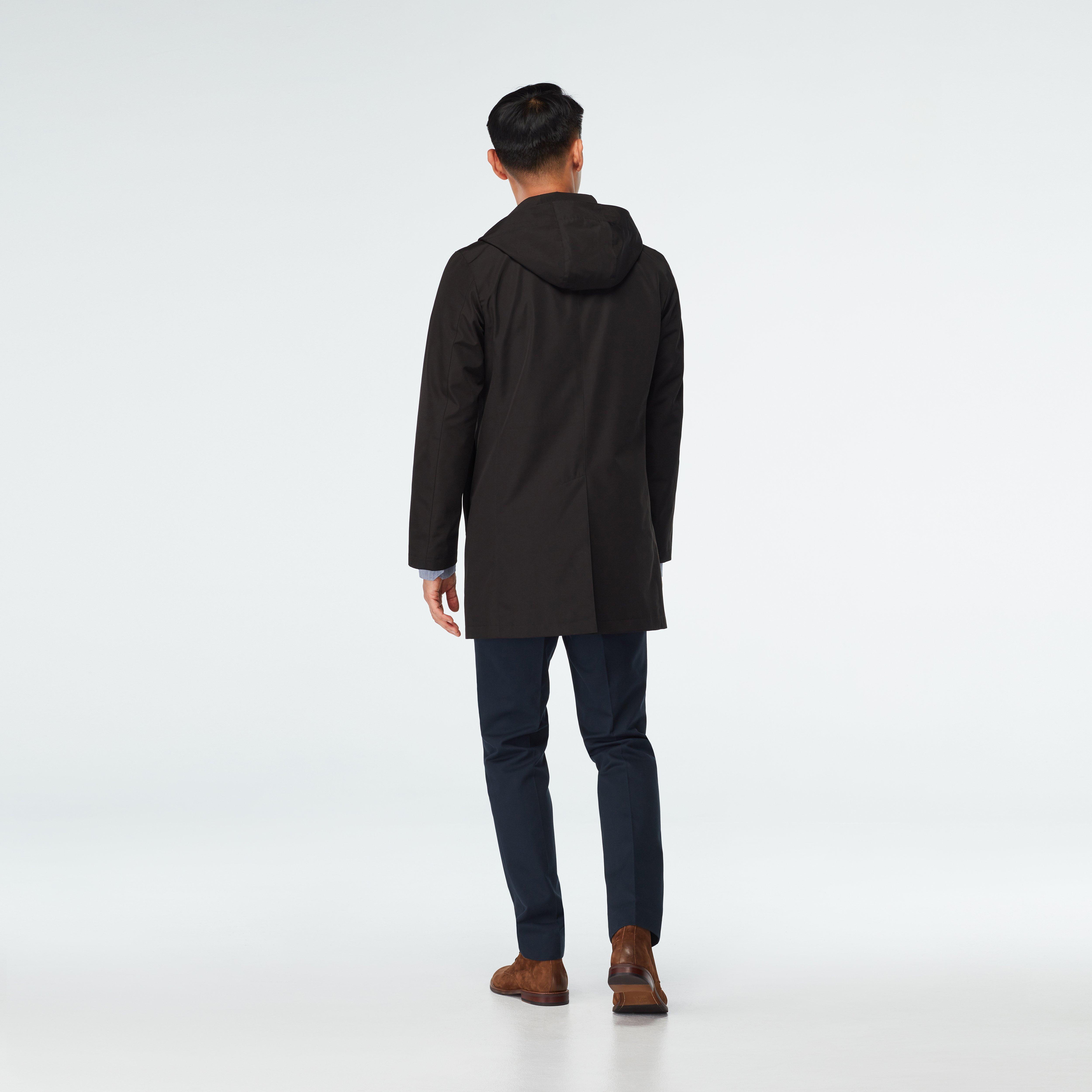 Hadlow Black Hooded Raincoat