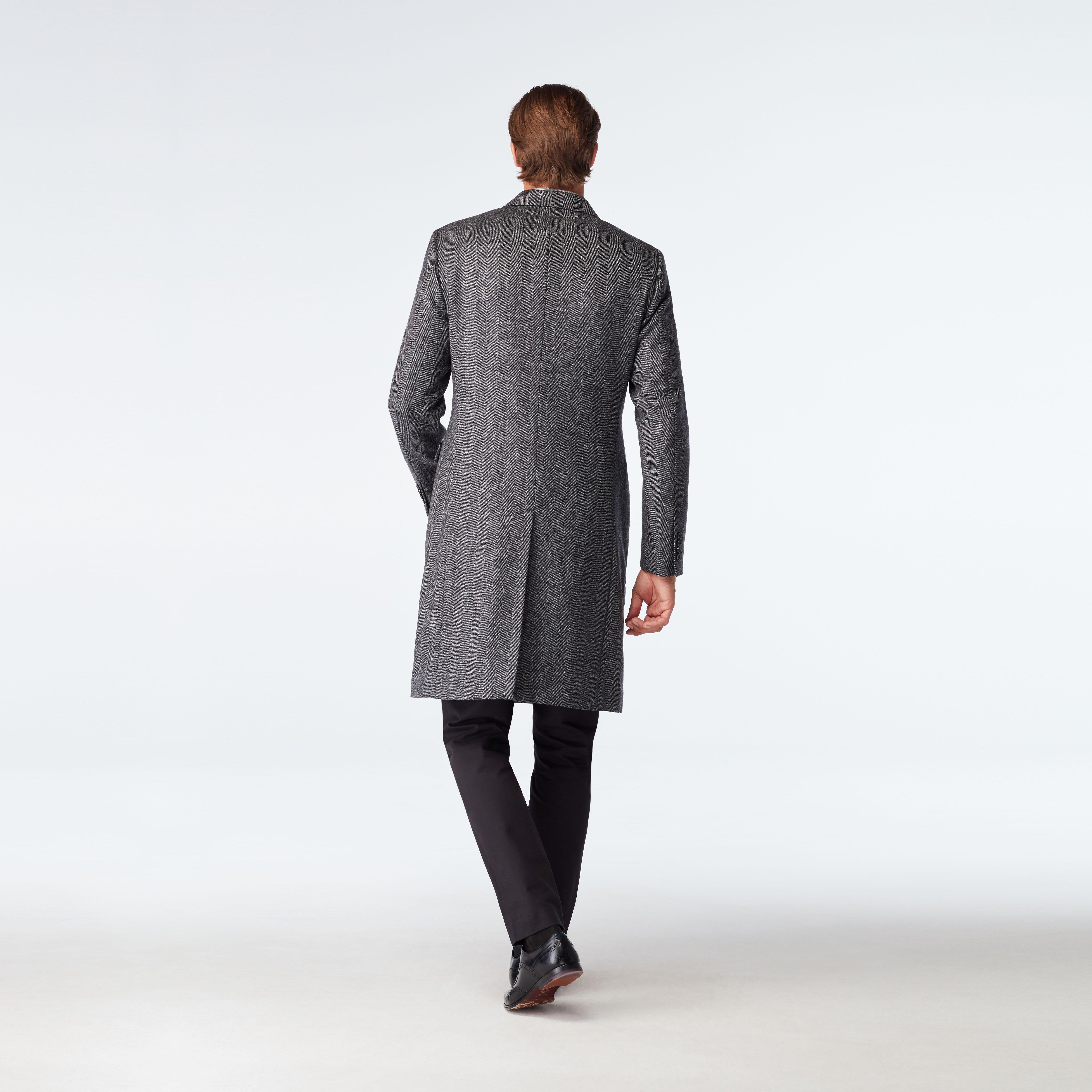 Heartford Herringbone Light Gray Overcoat