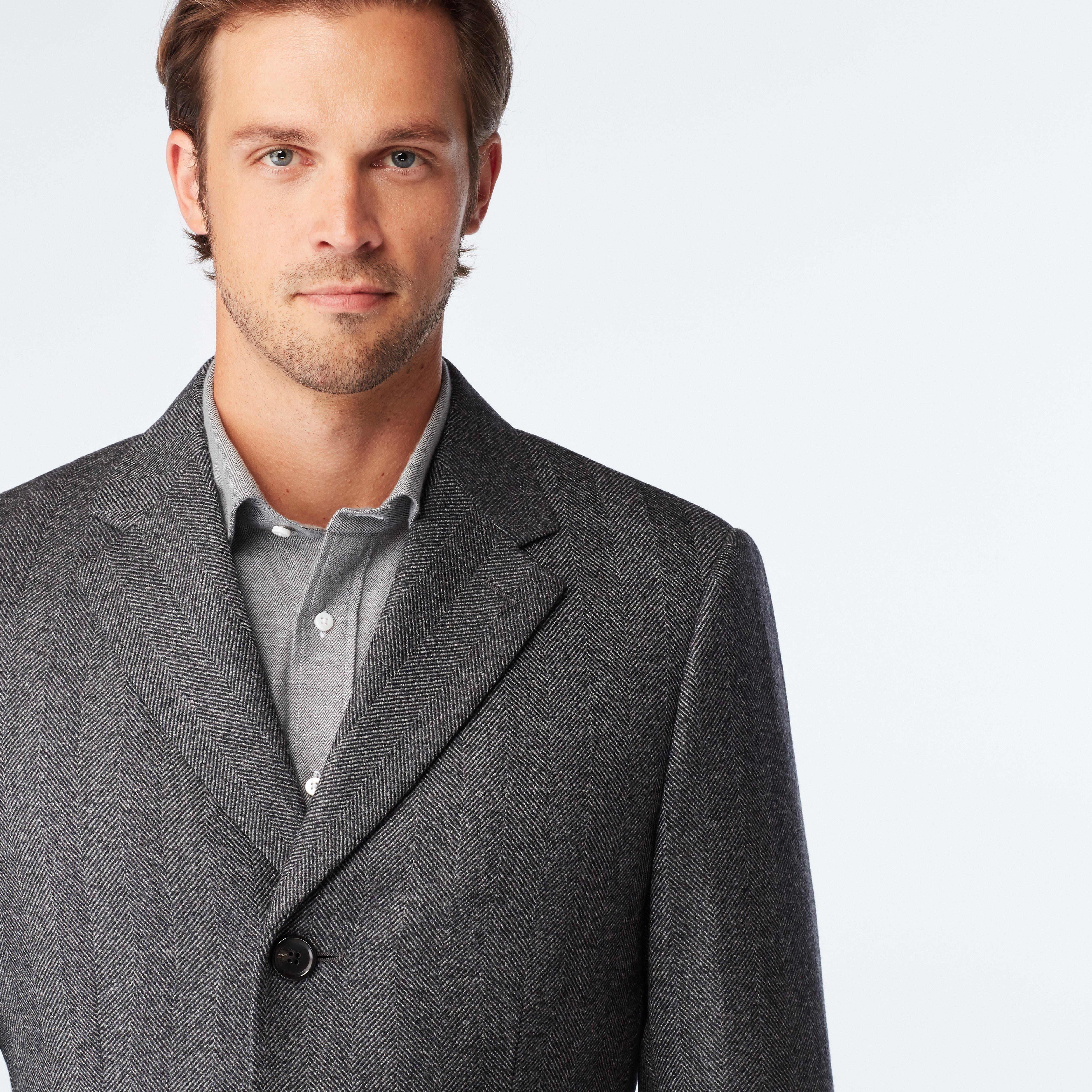 Heartford Herringbone Light Gray Quilted Overcoat