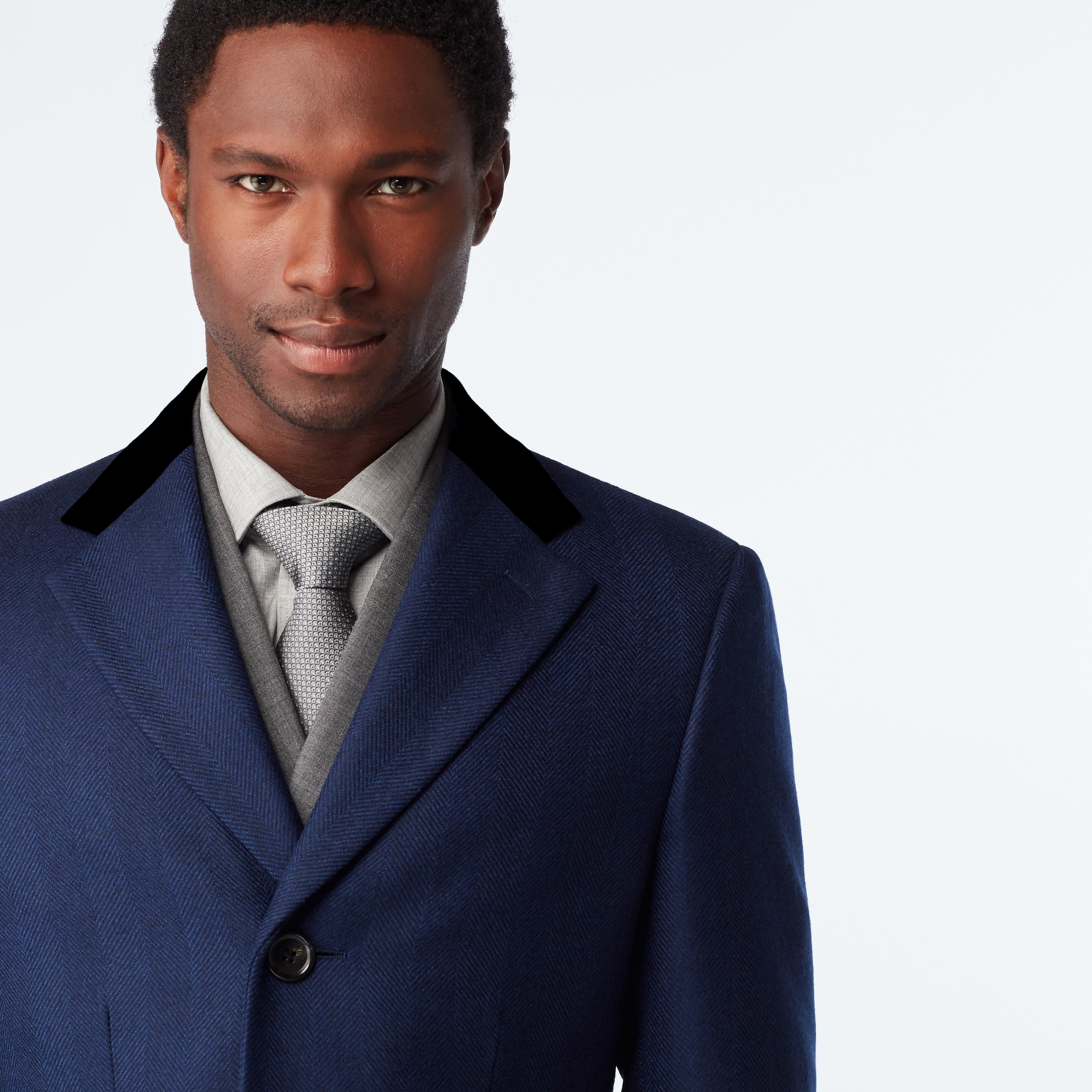 Huntley Herringbone Navy Chesterfield Overcoat 4 Huntley Herringbone Navy Chesterfield Overcoat