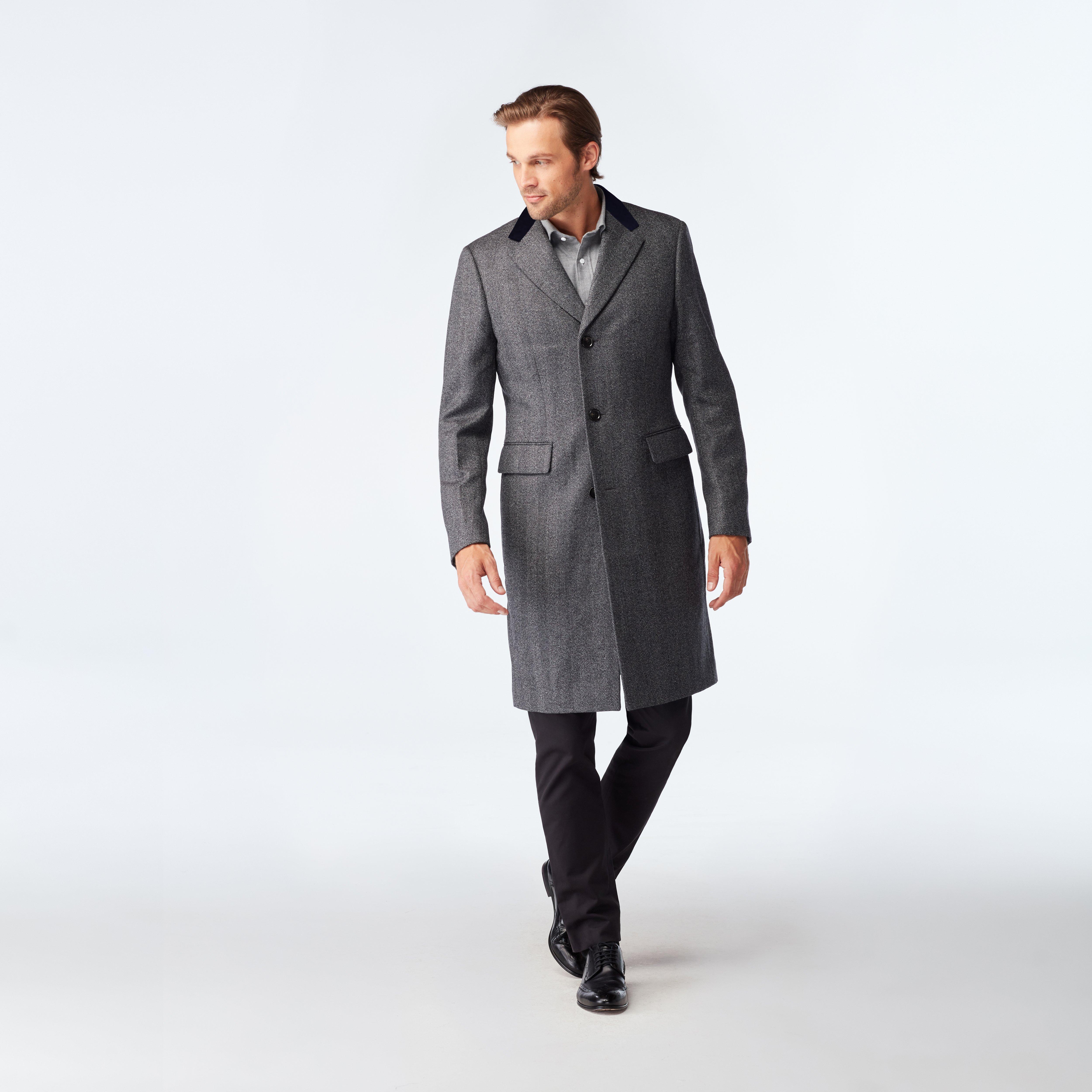 Huntley Herringbone Light Gray Quilted Chesterfield Overcoat 1 Huntley Herringbone Light Gray Quilted Chesterfield Overcoat