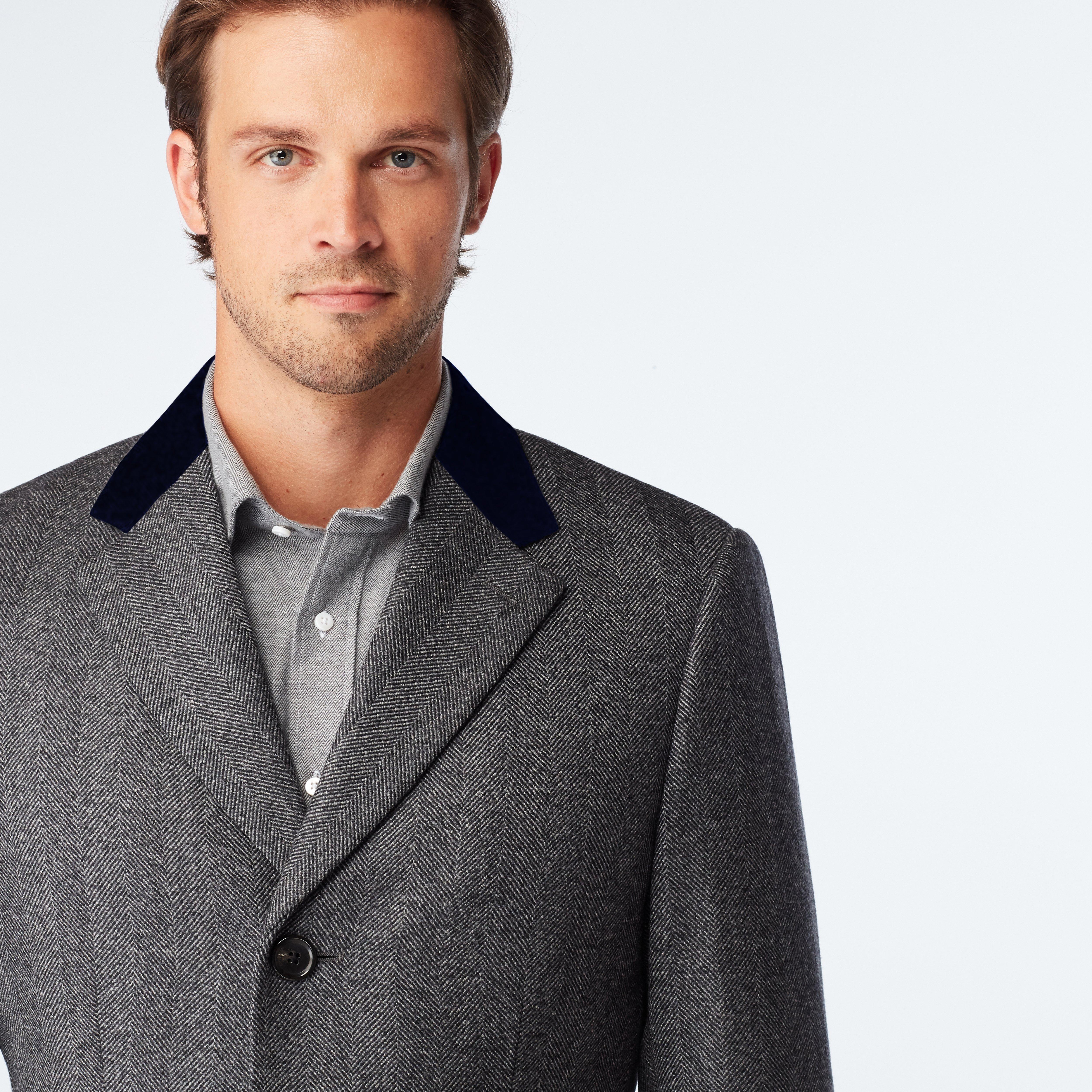 Huntley Herringbone Light Gray Quilted Chesterfield Overcoat 4 Huntley Herringbone Light Gray Quilted Chesterfield Overcoat