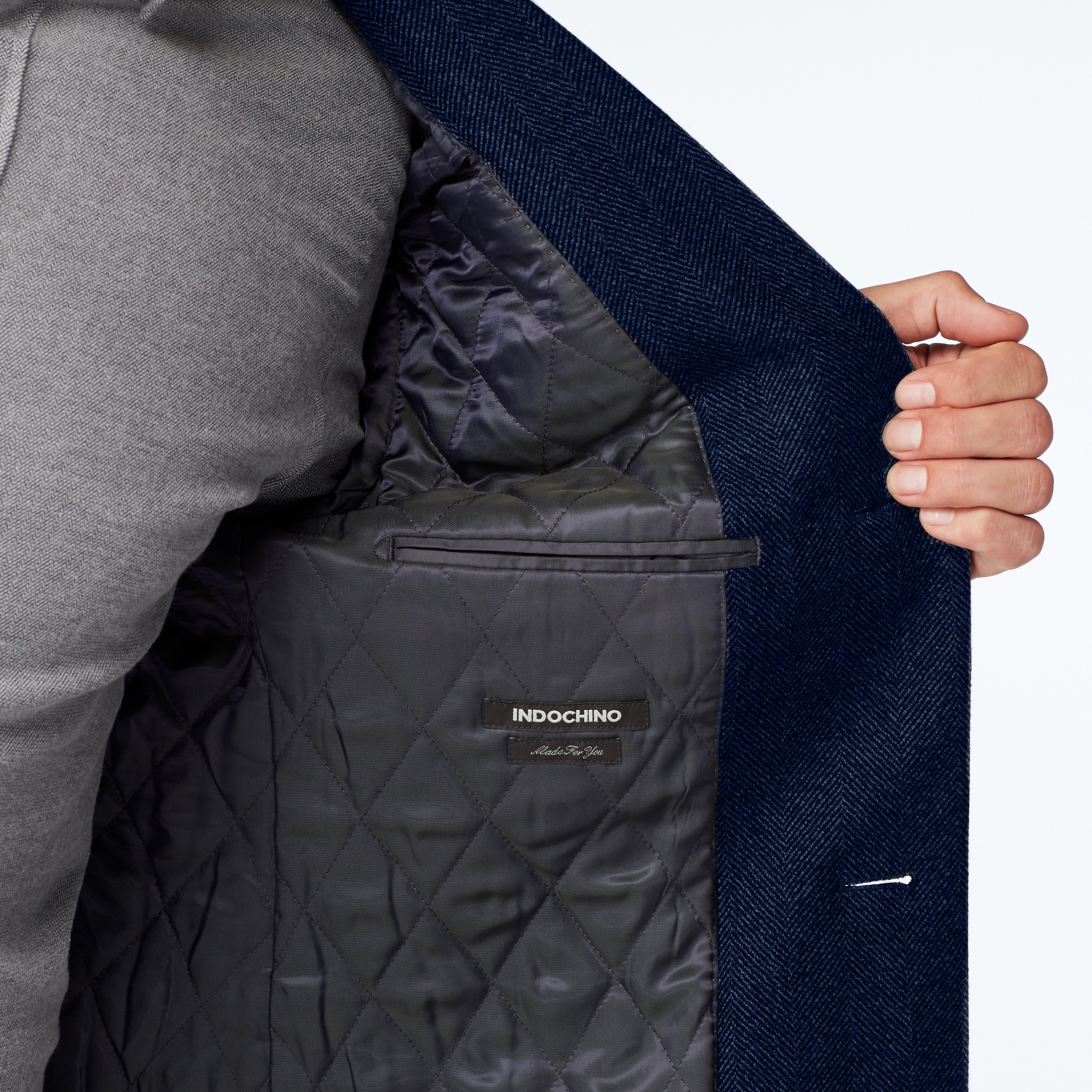 Huntley Herringbone Navy Quilted Chesterfield Overcoat 3 Huntley Herringbone Navy Quilted Chesterfield Overcoat