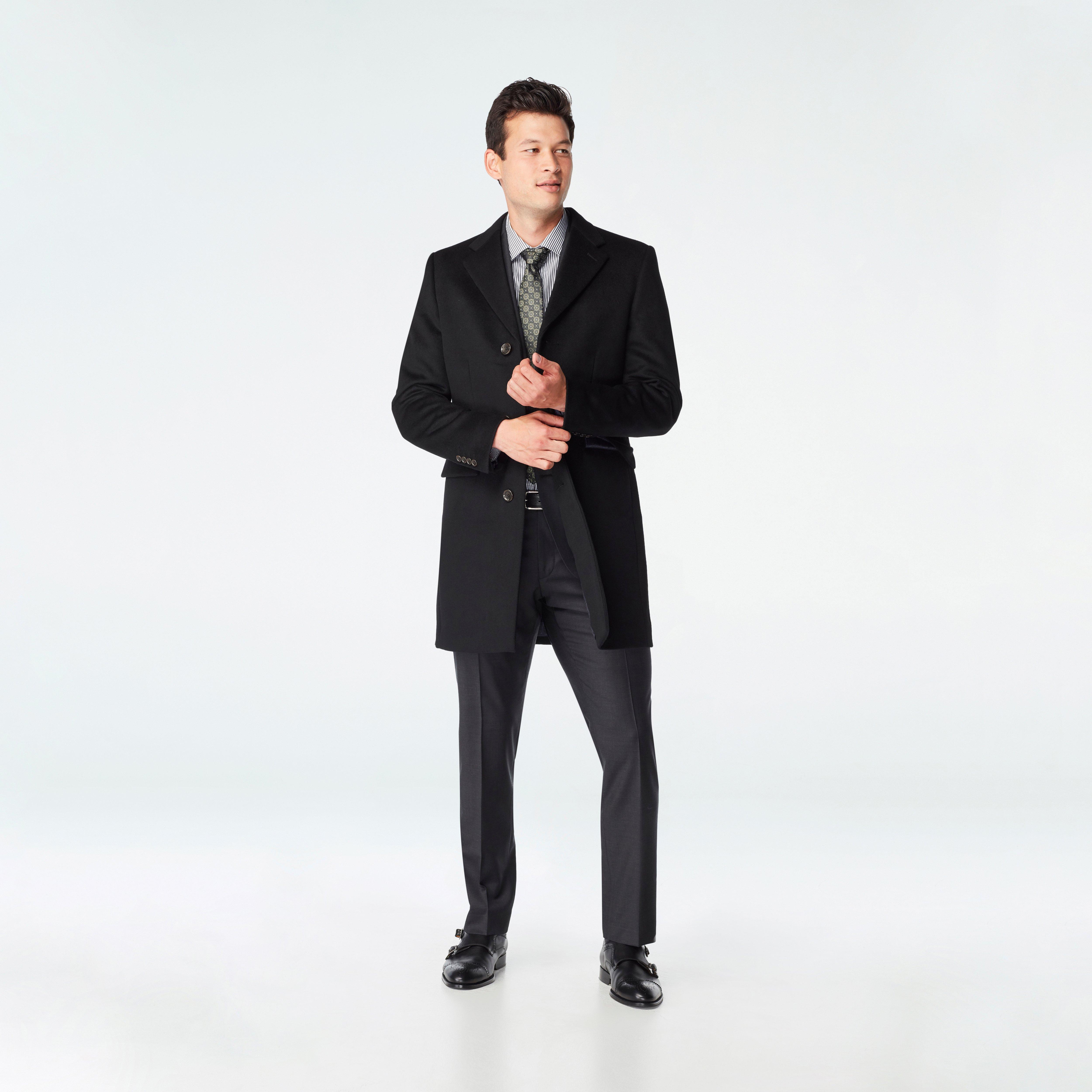 Heartford Black Quilted Overcoat
