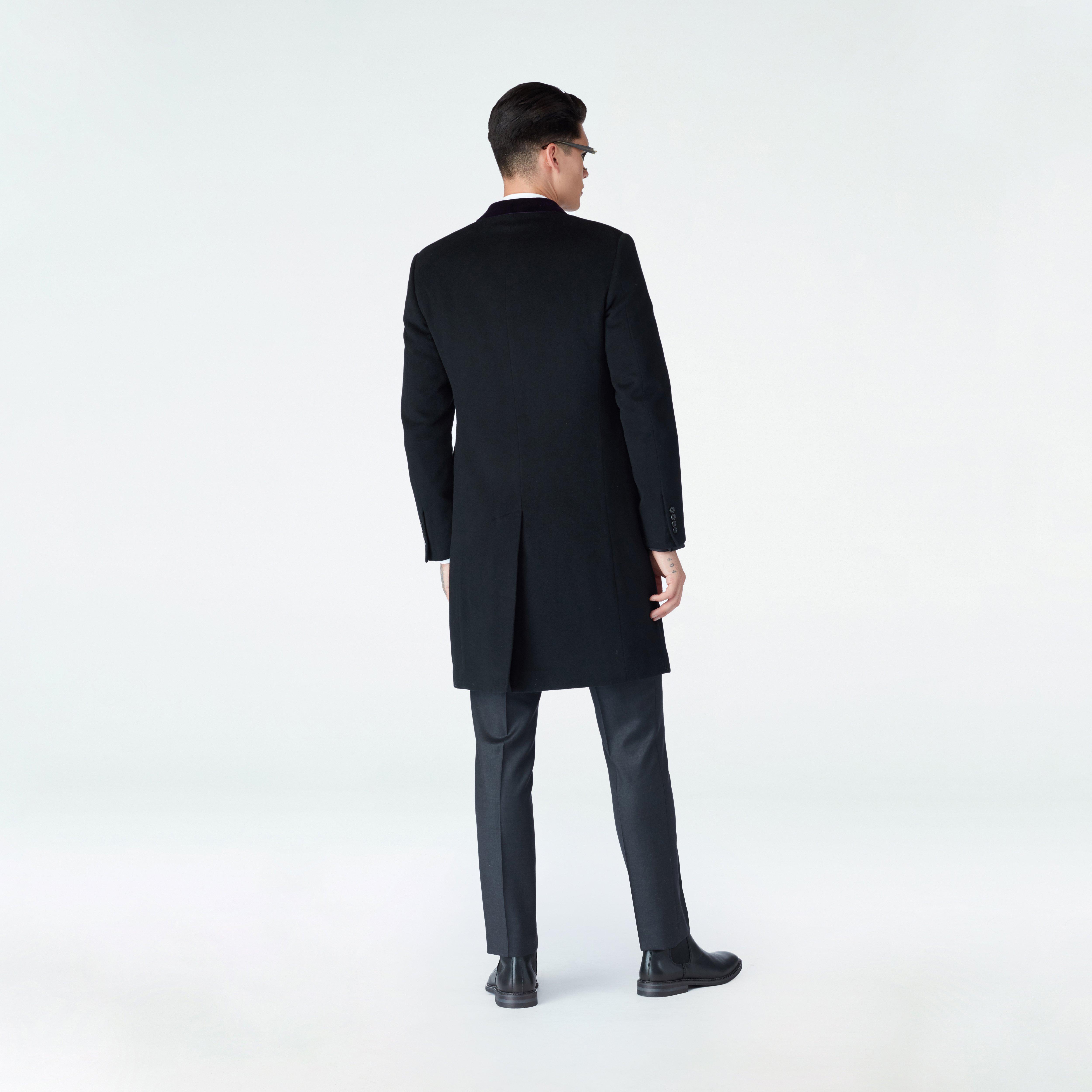 Huntley Black Quilted Chesterfield Overcoat
