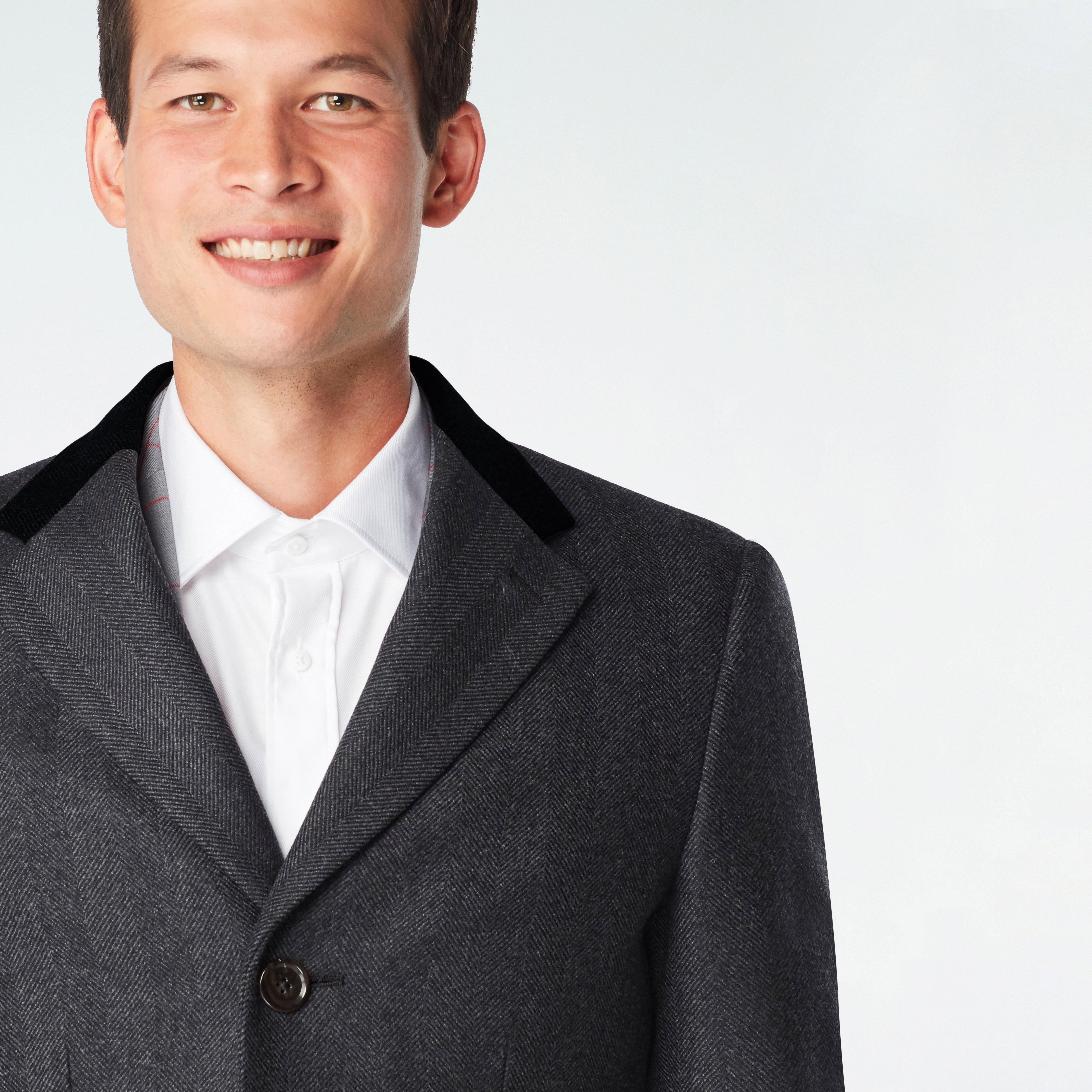 Huntley Herringbone Gray Quilted Chesterfield Overcoat