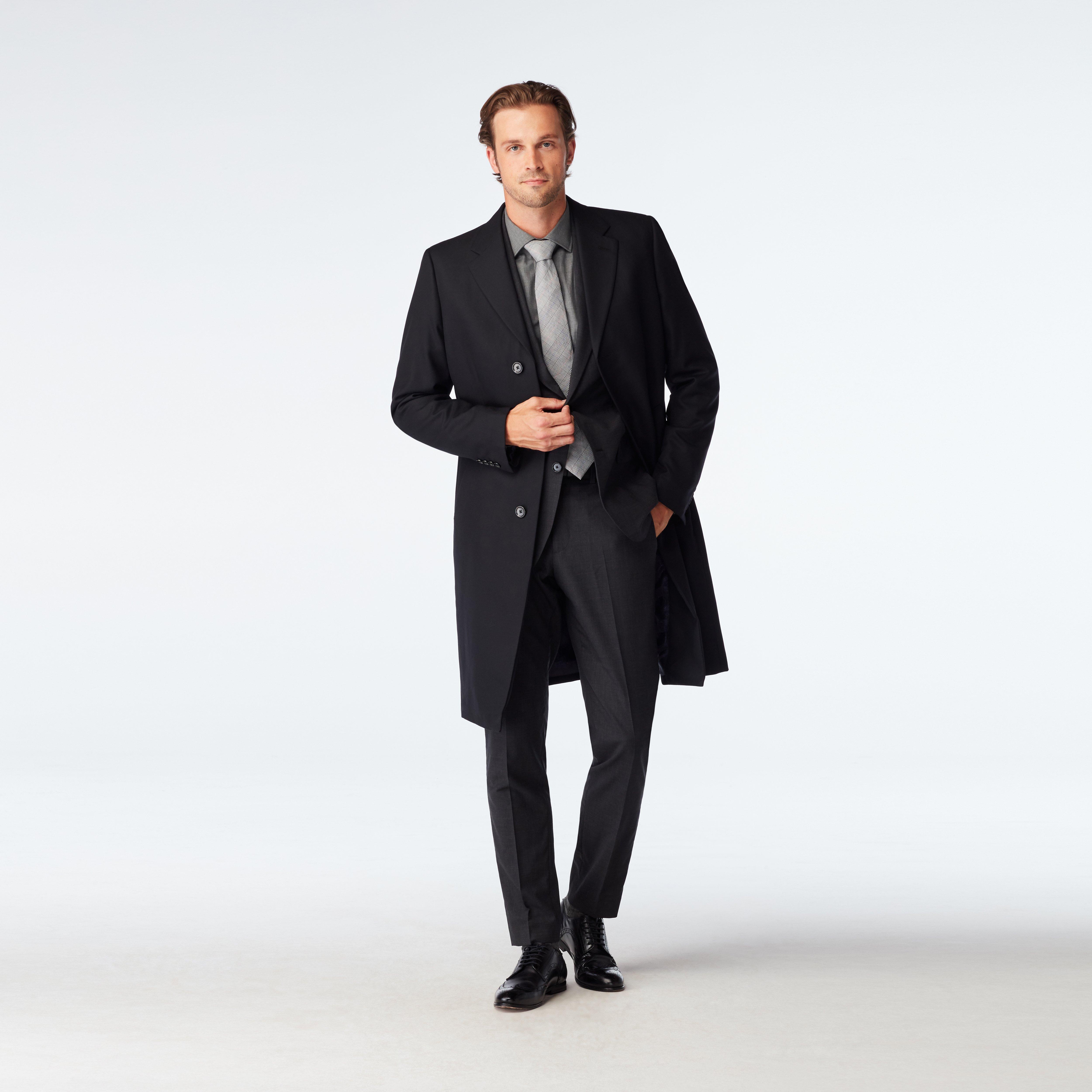 Hatton Twill Black Quilted Overcoat