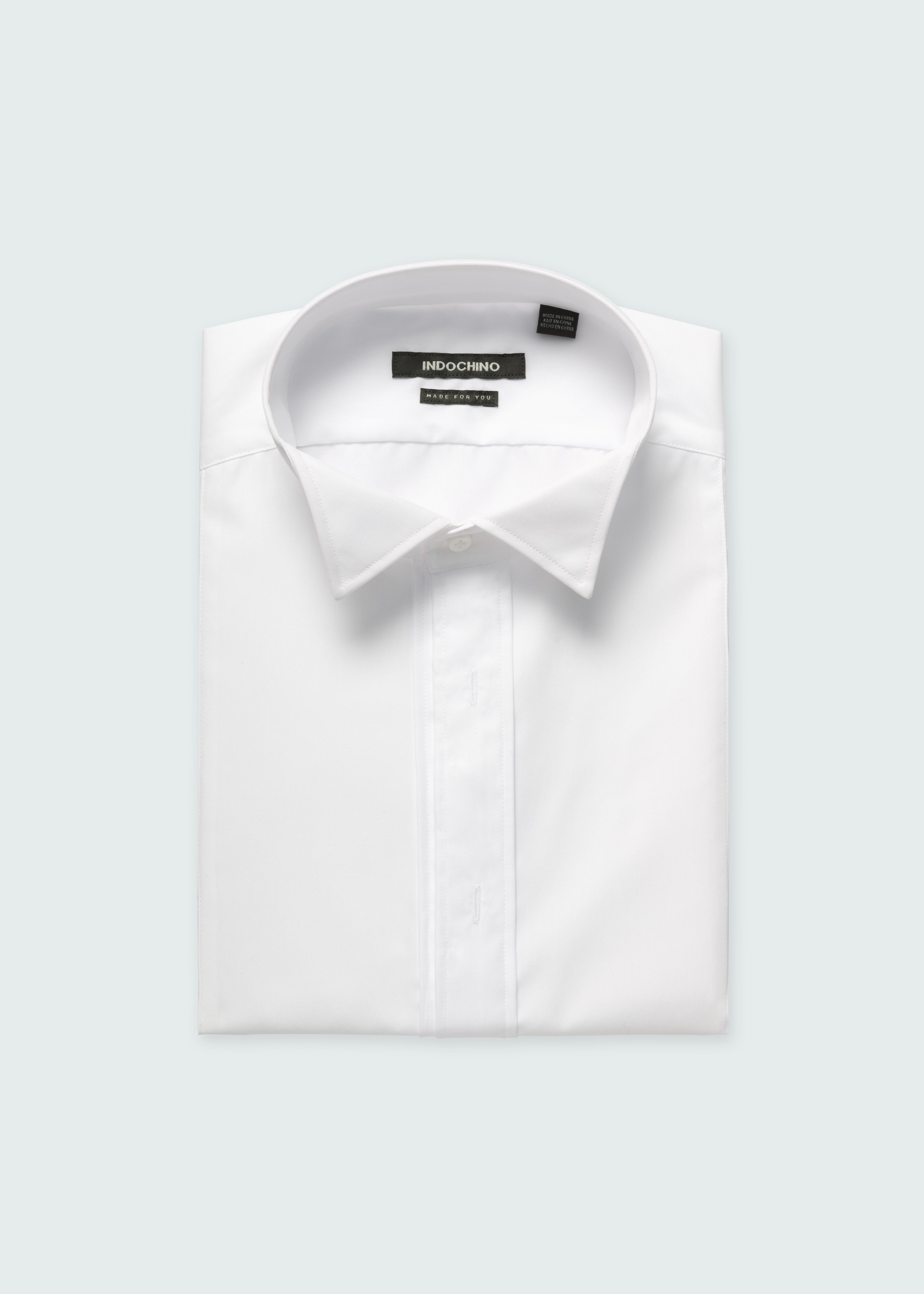 Helston Square Front White Tuxedo Shirt