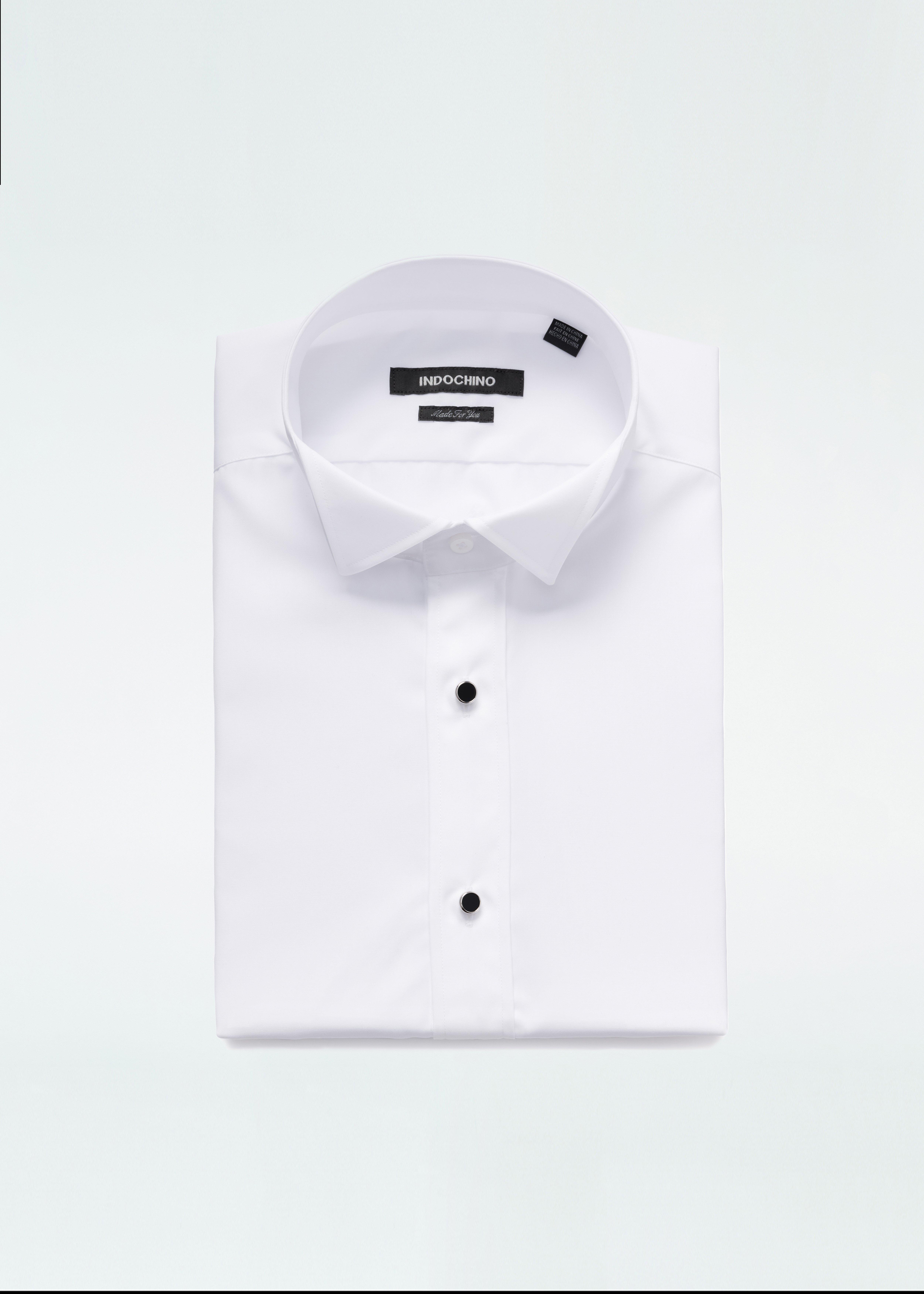 Helston Plain-Front White Tuxedo Shirt