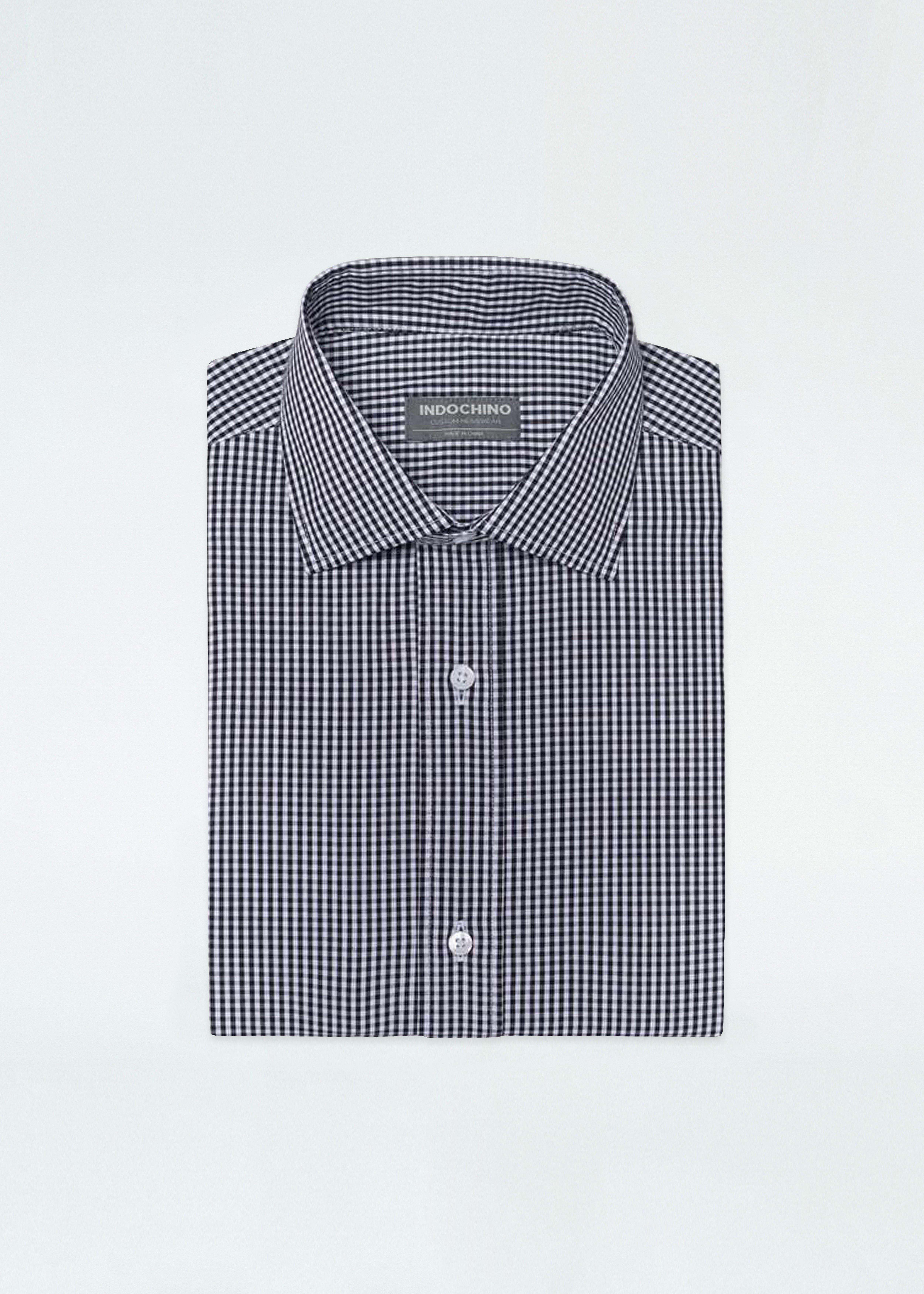 Helston Anti-Wrinkle Gingham Black Shirt