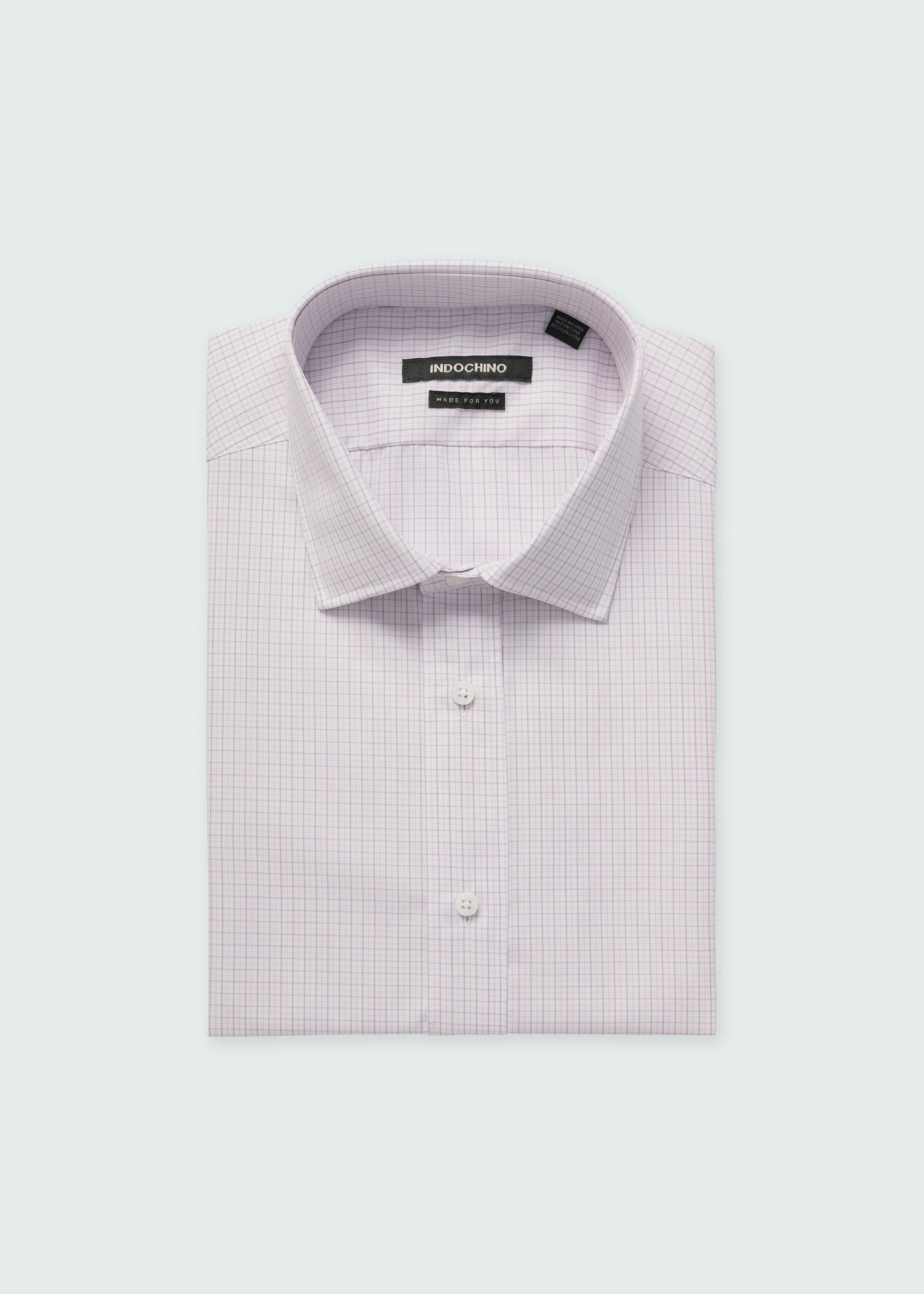 Helston Anti-Wrinkle Microcheck Pink and Gray Shirt