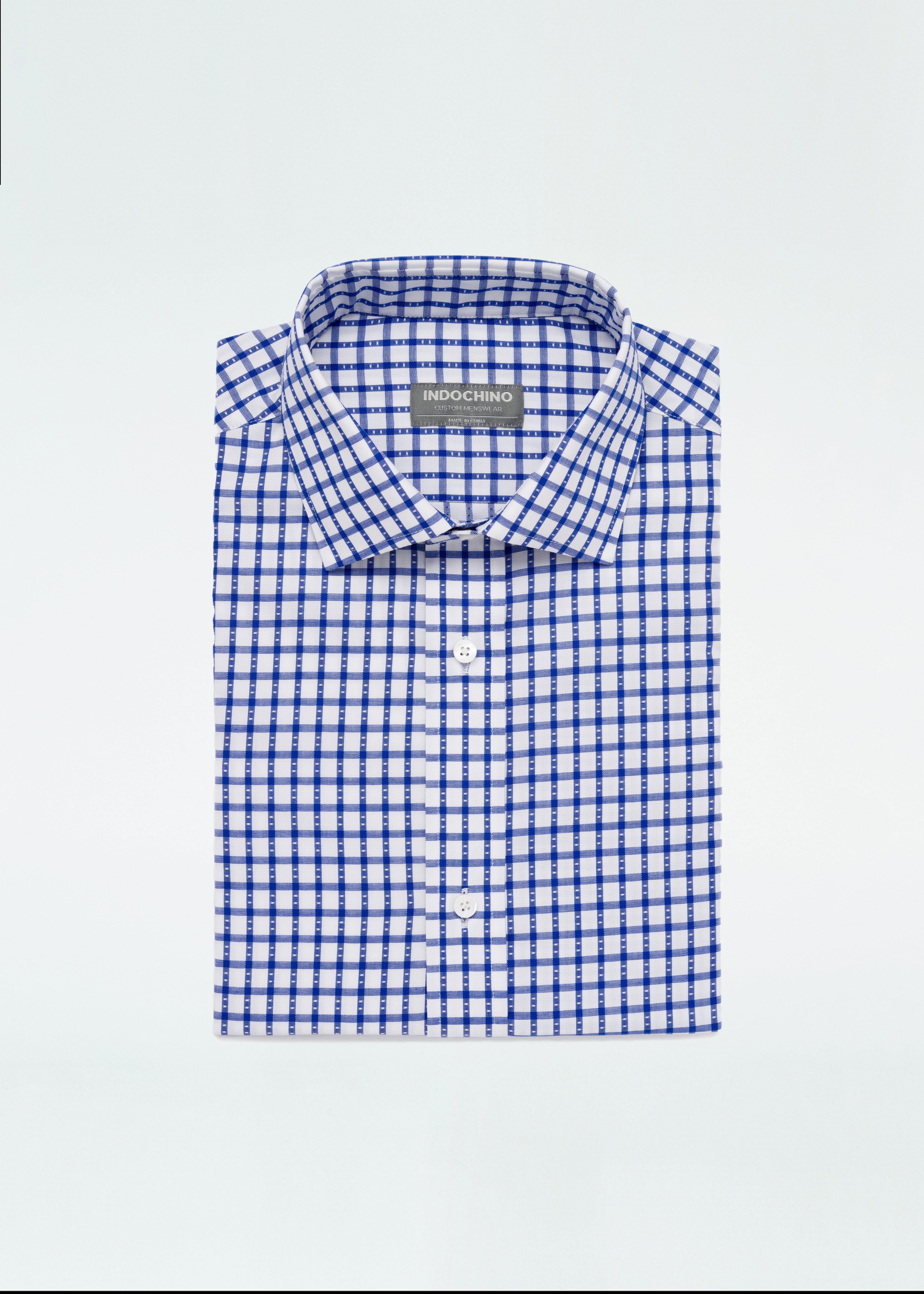 White and Indigo Check Dobby Shirt